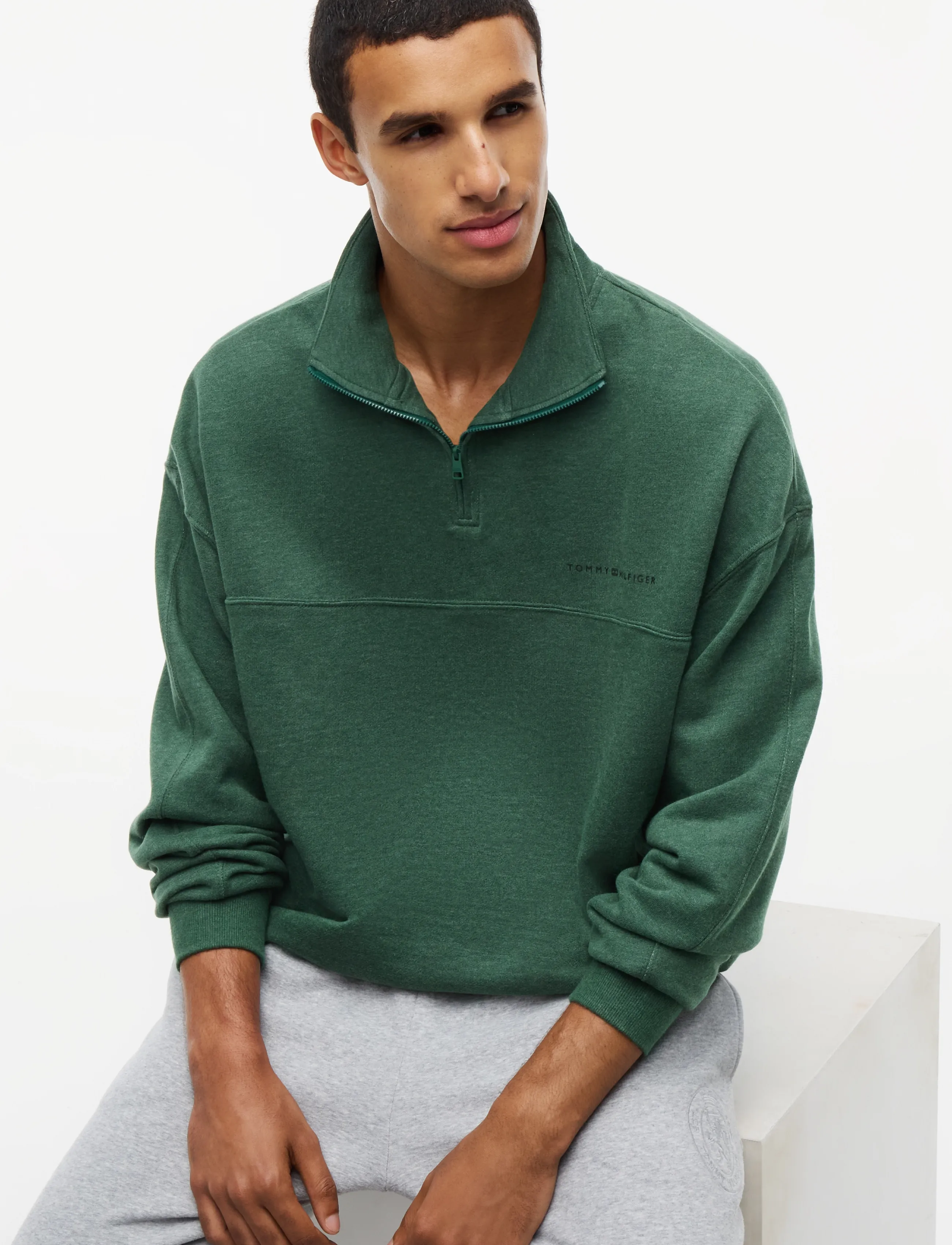 Tommy Hilfiger - HALF ZIP - sweatshirts - ornamental green heather - 4