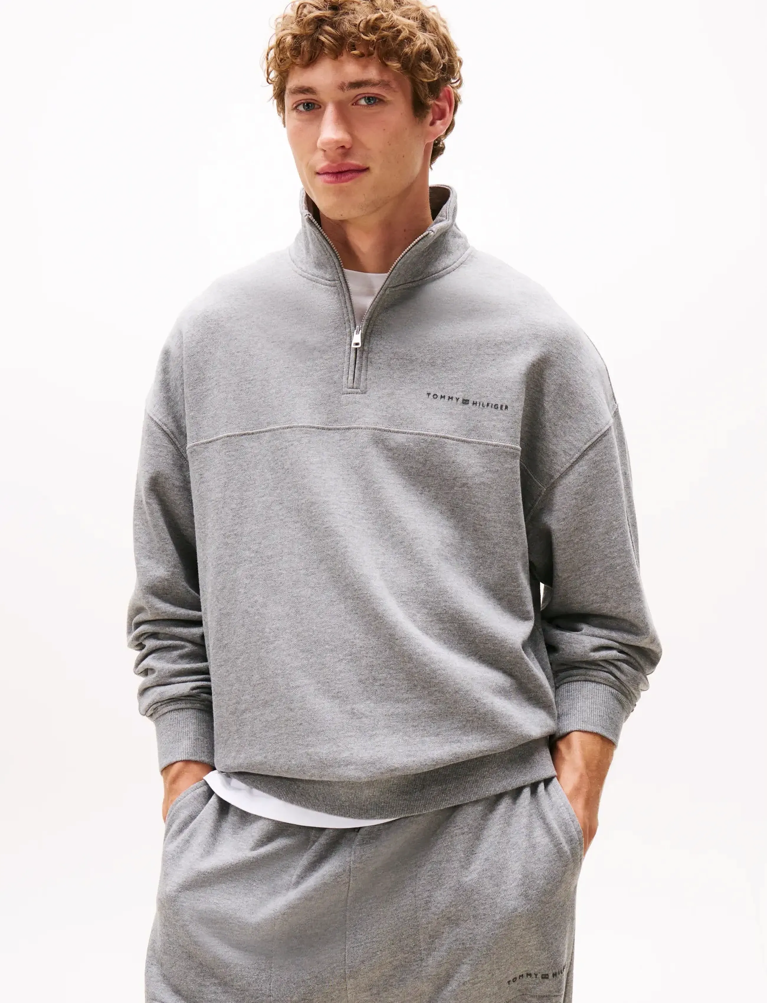Tommy Hilfiger HALF ZIP - Tøj - MEDIUM GREY HEATHER / grey