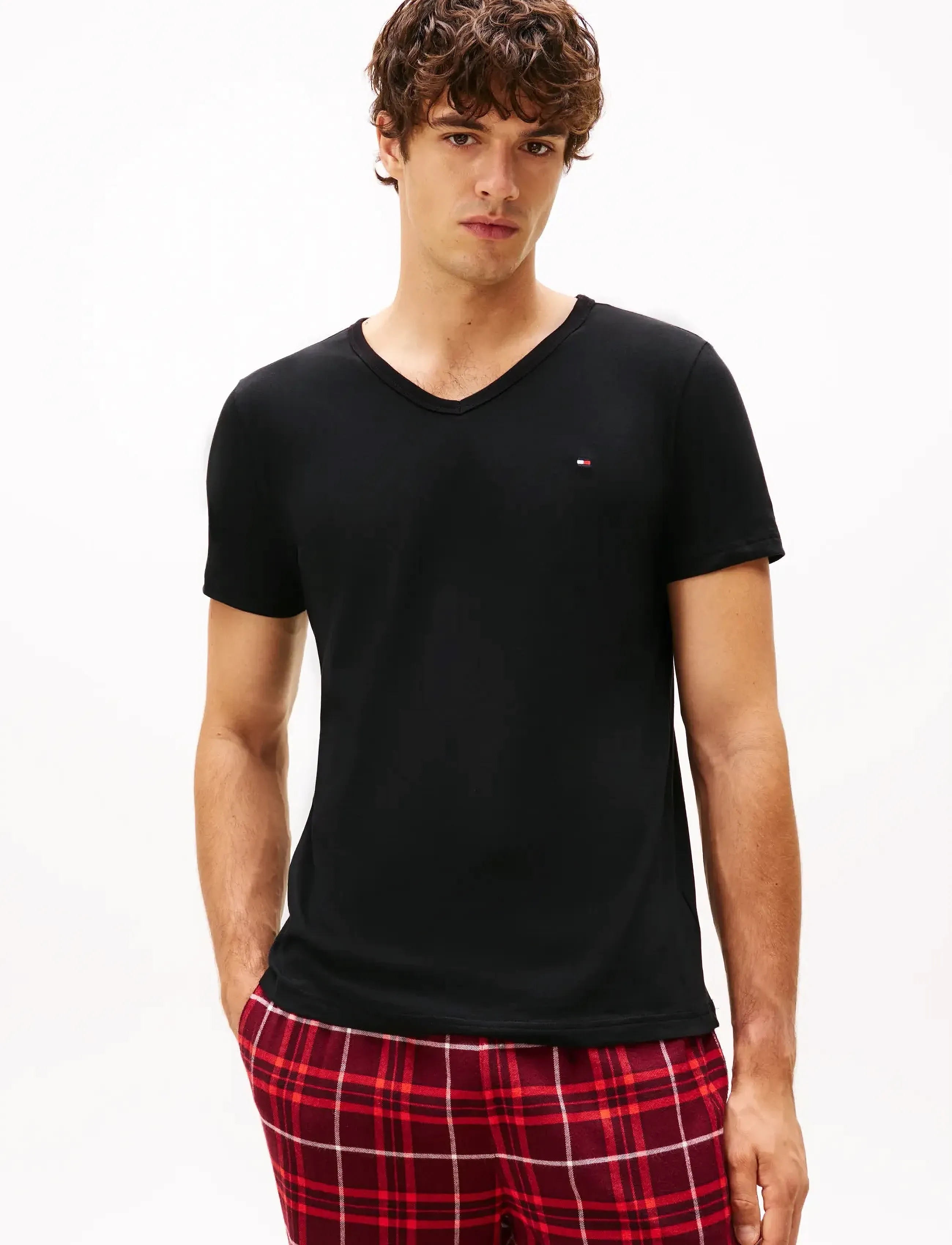Tommy Hilfiger - 3P SS V-NECK TEE - black/white/mid grey heather - 2