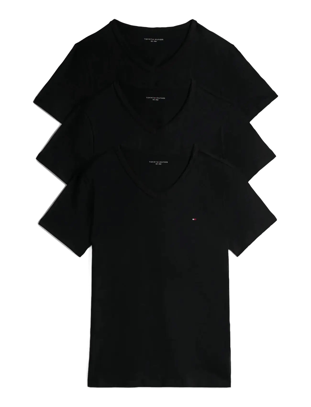 Tommy Hilfiger 3P SS V-NECK TEE - Pyjamapaidat - BLACK/BLACK/BLACK / black