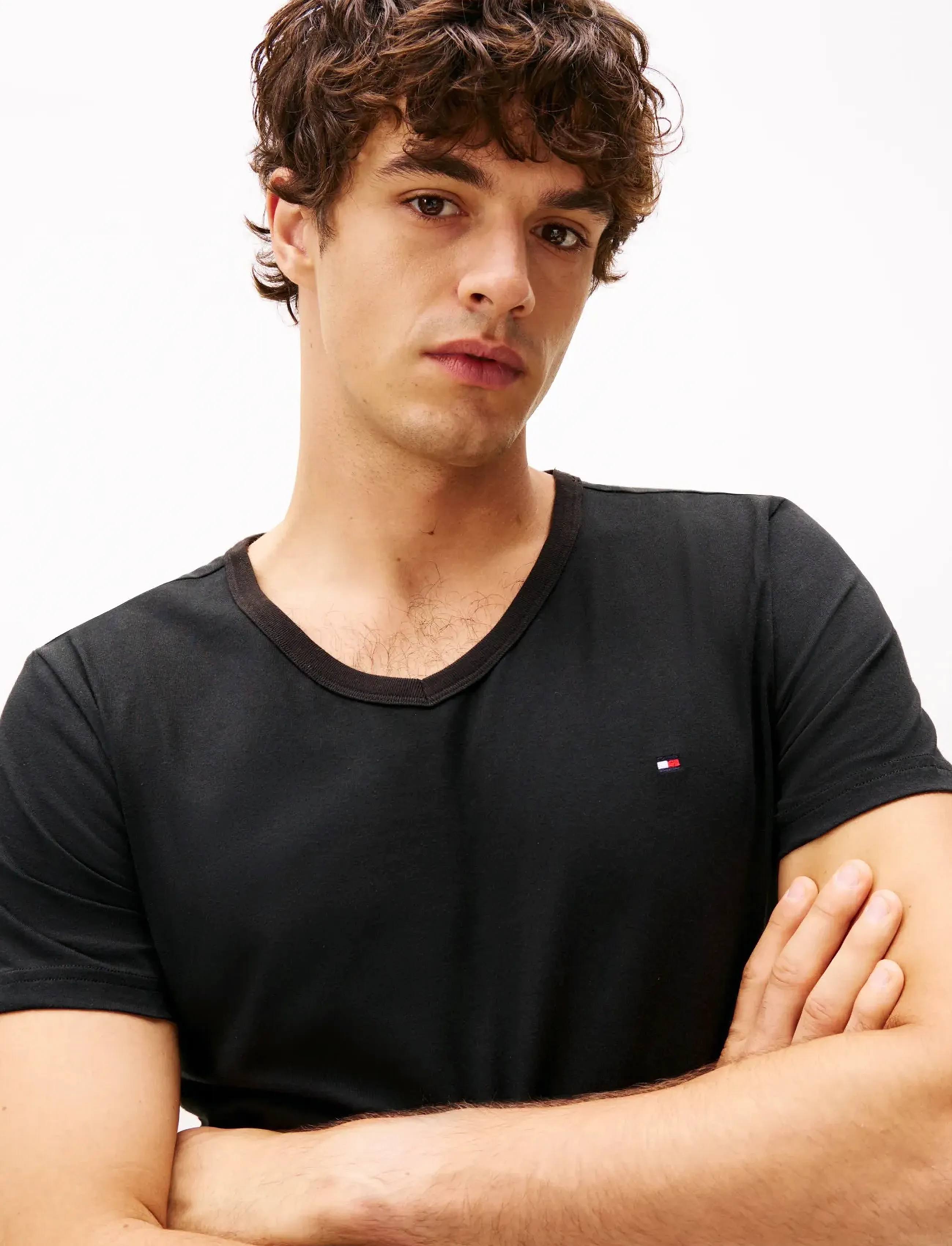 Tommy Hilfiger - 3P SS V-NECK TEE - pyjamapaidat - black/black/black - 3