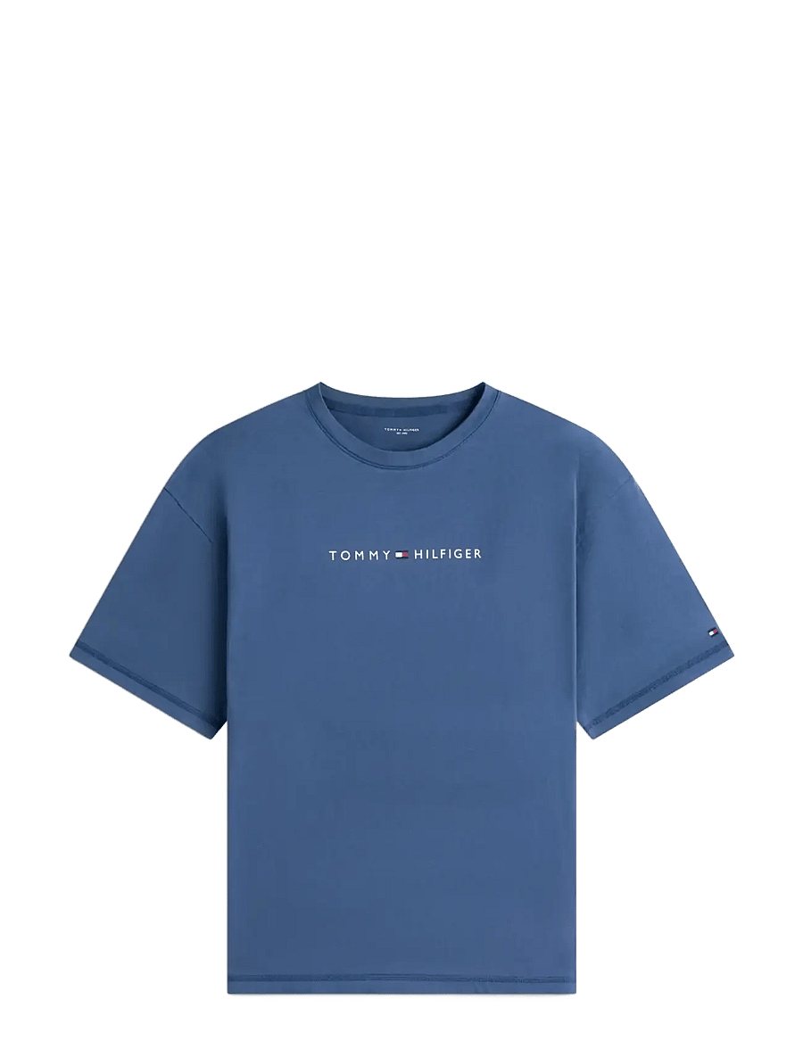 Tommy Hilfiger - SS LOGO TEE - kortærmede t-shirts - aegean sea - 1