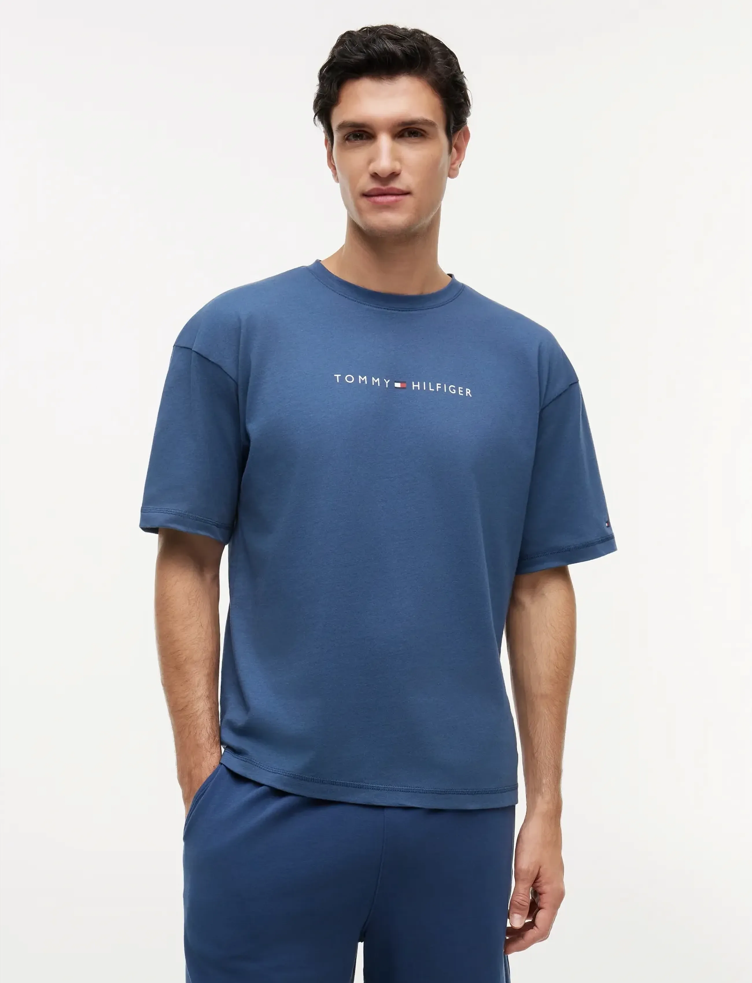 Tommy Hilfiger SS LOGO TEE - Tommy Hilfiger - AEGEAN SEA / blue