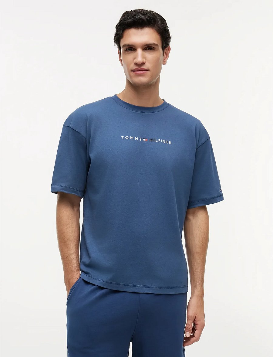 Tommy Hilfiger - SS LOGO TEE - kortærmede t-shirts - aegean sea - 0