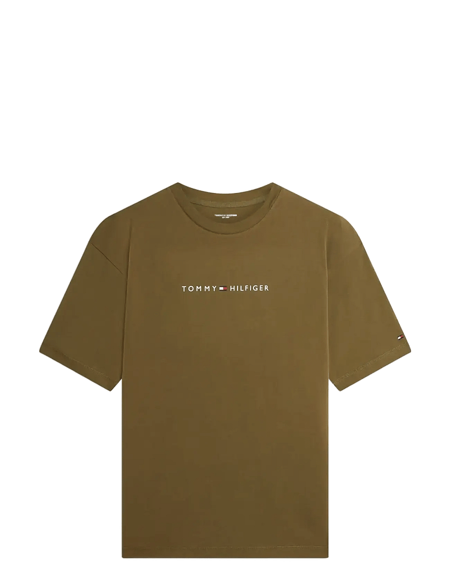Tommy Hilfiger - SS LOGO TEE - kurzärmelige t-shirts - army green - 1