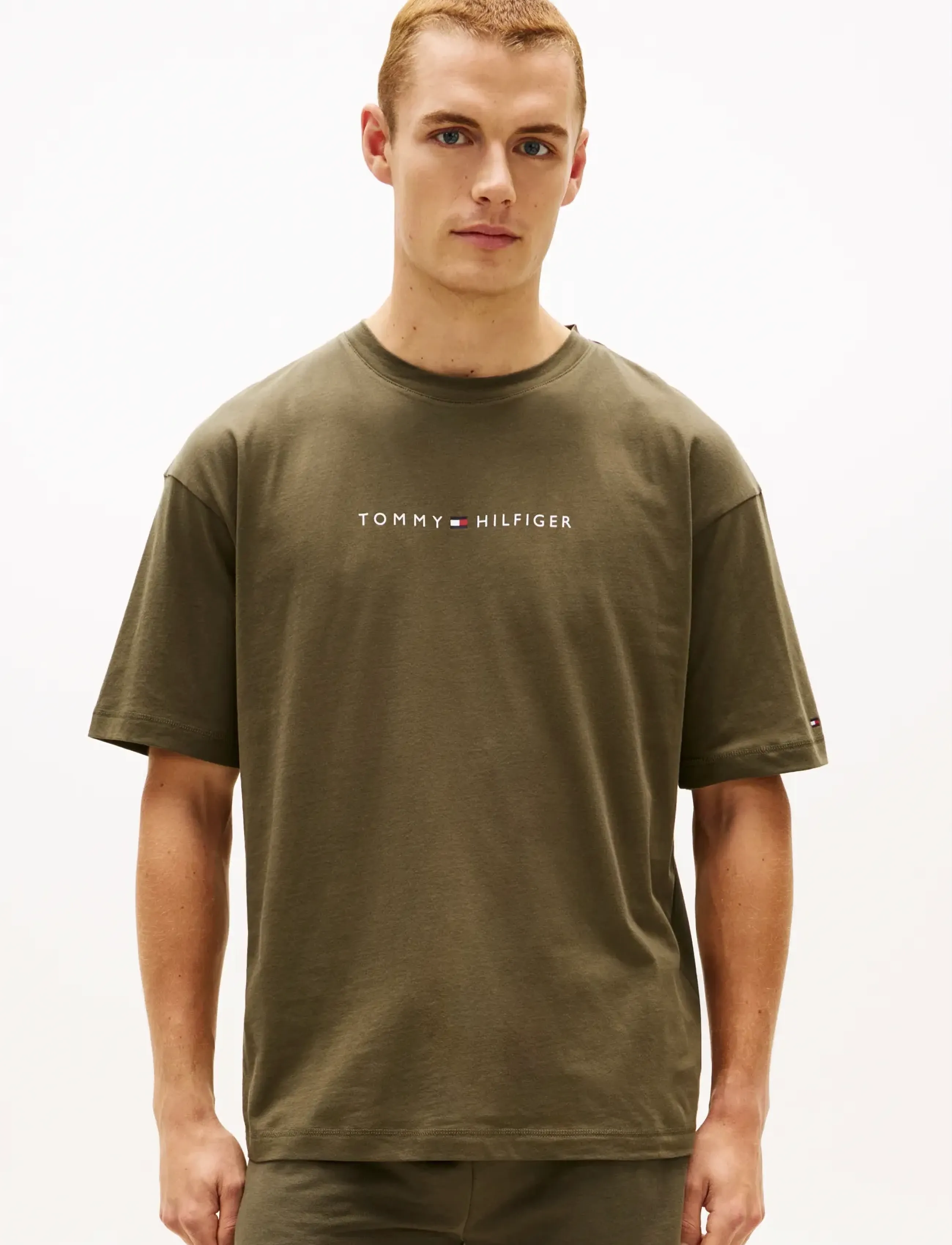 Tommy Hilfiger SS LOGO TEE - Riided - ARMY GREEN / khaki/green