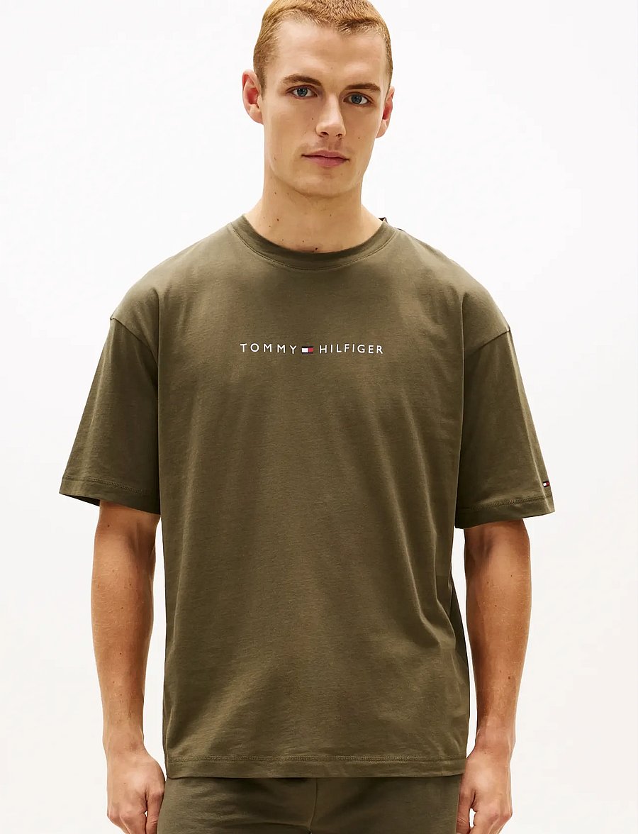 Tommy Hilfiger - SS LOGO TEE - kurzärmelige t-shirts - army green - 0