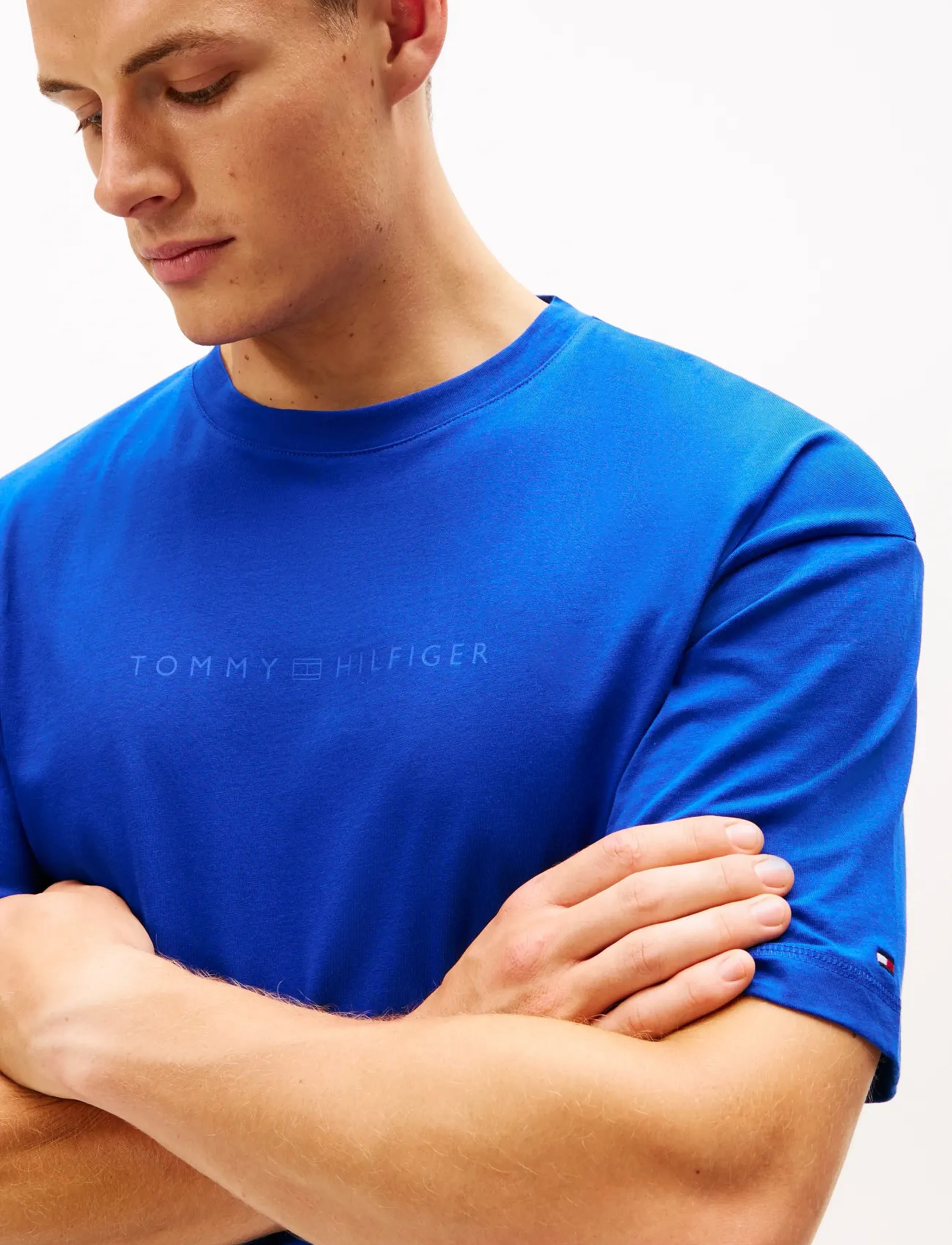 Tommy Hilfiger - SS LOGO TEE - kortærmede t-shirts - wedge blue - 4