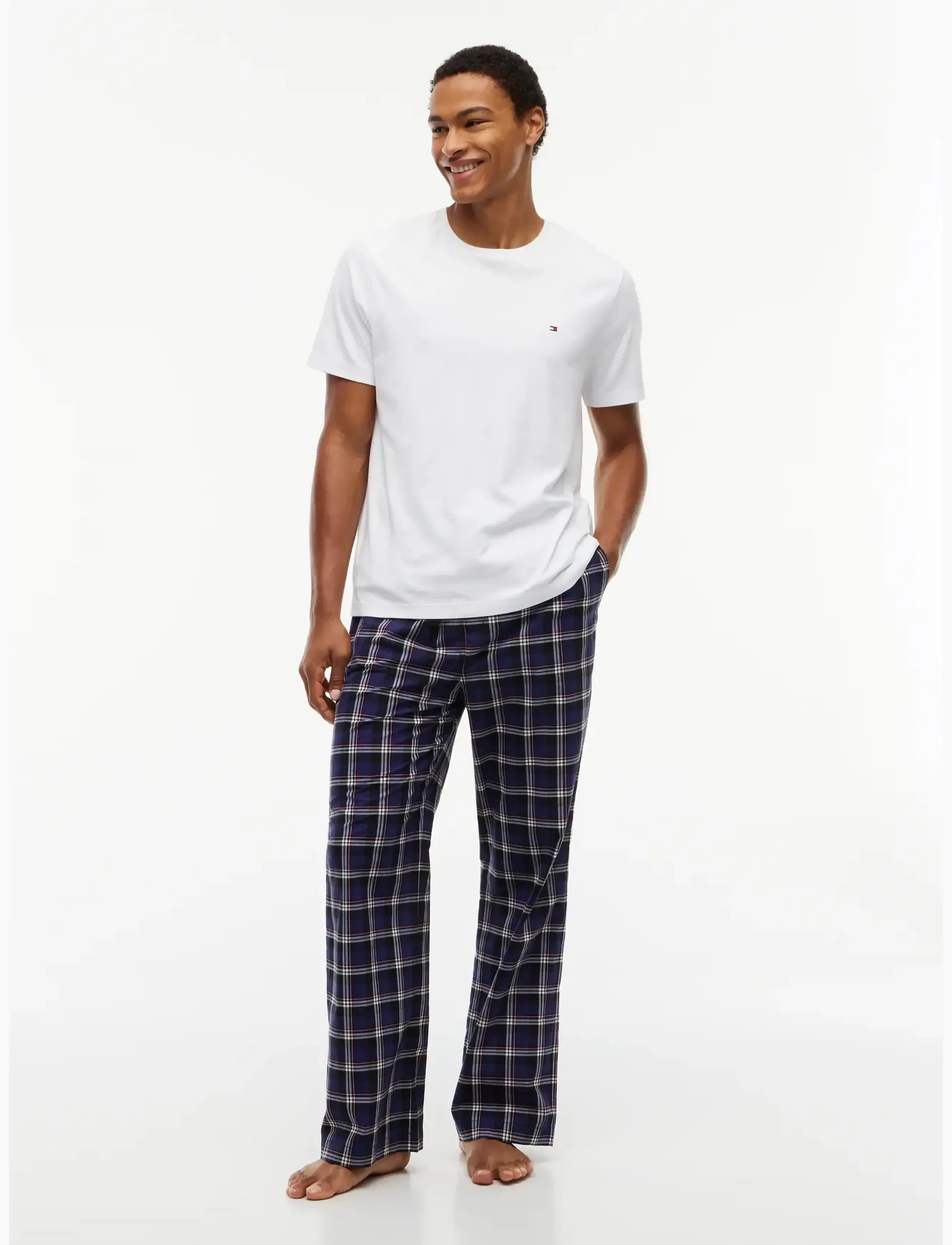 Tommy Hilfiger - WOVEN PJ PANT PRINT - pyjama bottoms - blue ink global stripe plaid - 3