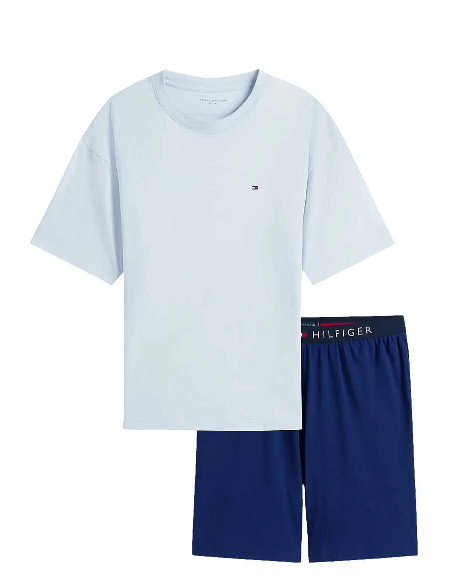 Tommy Hilfiger - SS JERSEY PJ SET - nattøj sæt - breezy blue preppy navy - 1