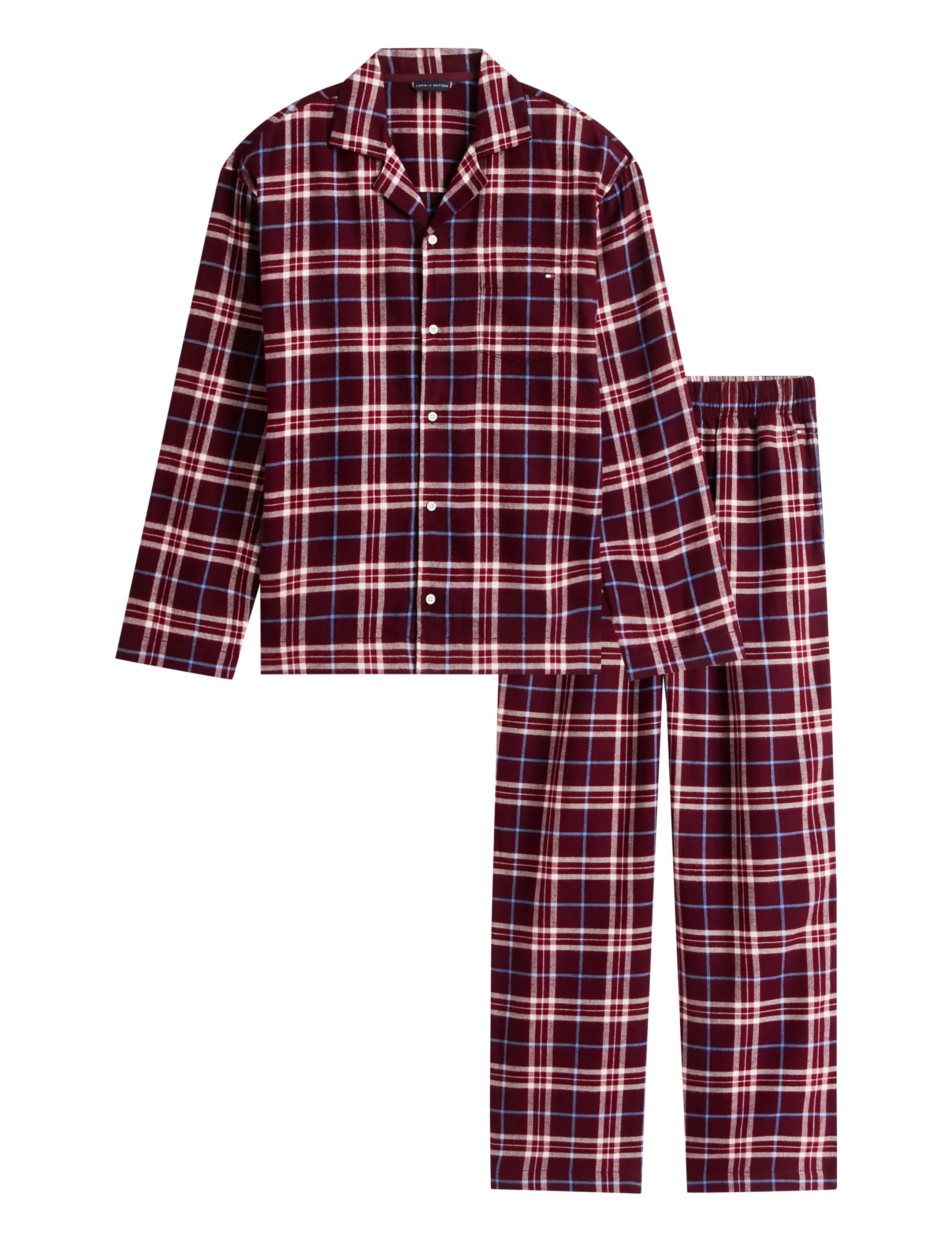 Tommy Hilfiger RELAXED FLANNEL PJ SET -BOXED - Särgid - TARTAN REIKER BURGUNDY / burgundy