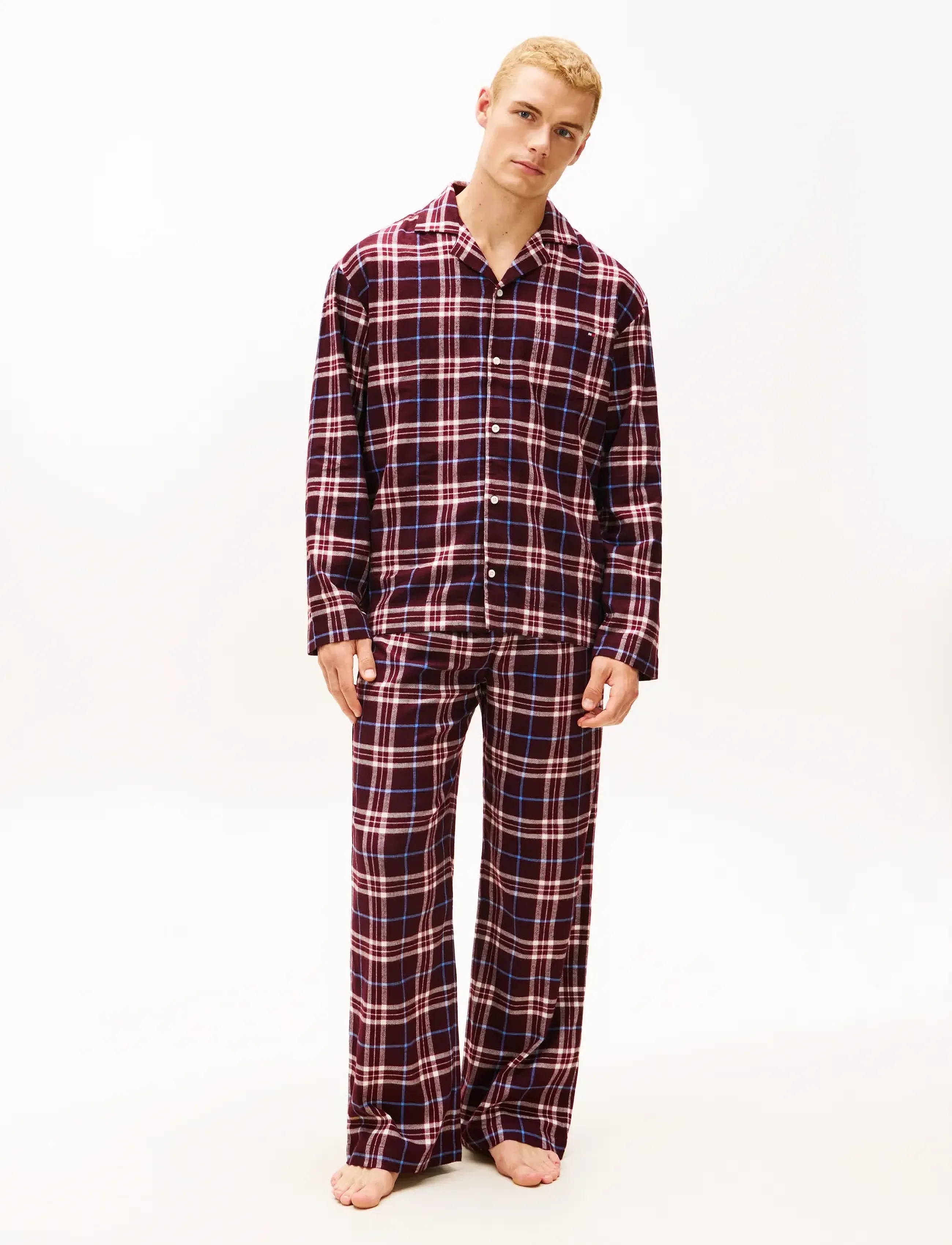 Tommy Hilfiger Relaxed Flannel Pj Set -Boxed, Mænd, Flanell Pyjamas Sæt, Bordeaux, Str: M