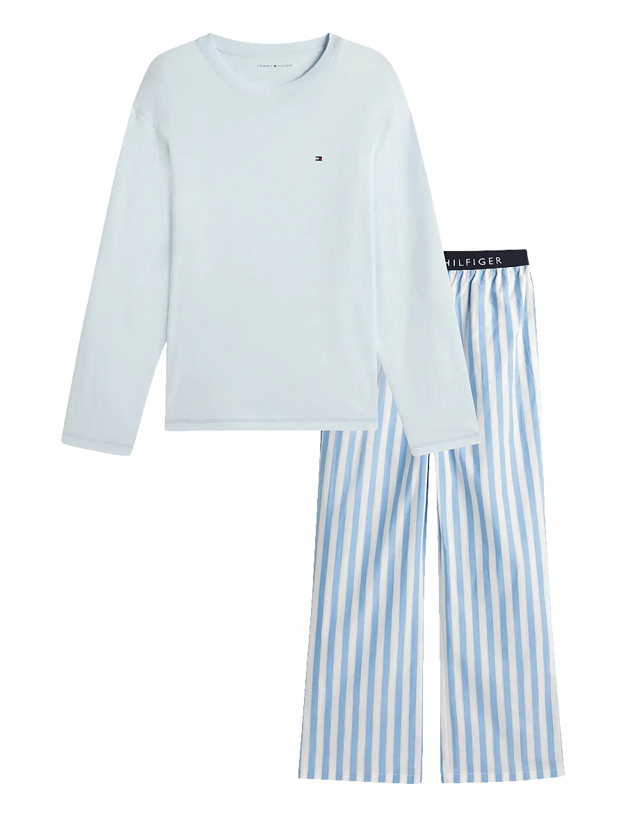 Tommy Hilfiger - LS WOVEN PJ SET PRINT - ensembles de pyjama - keepsake blue deck chr stp - 1