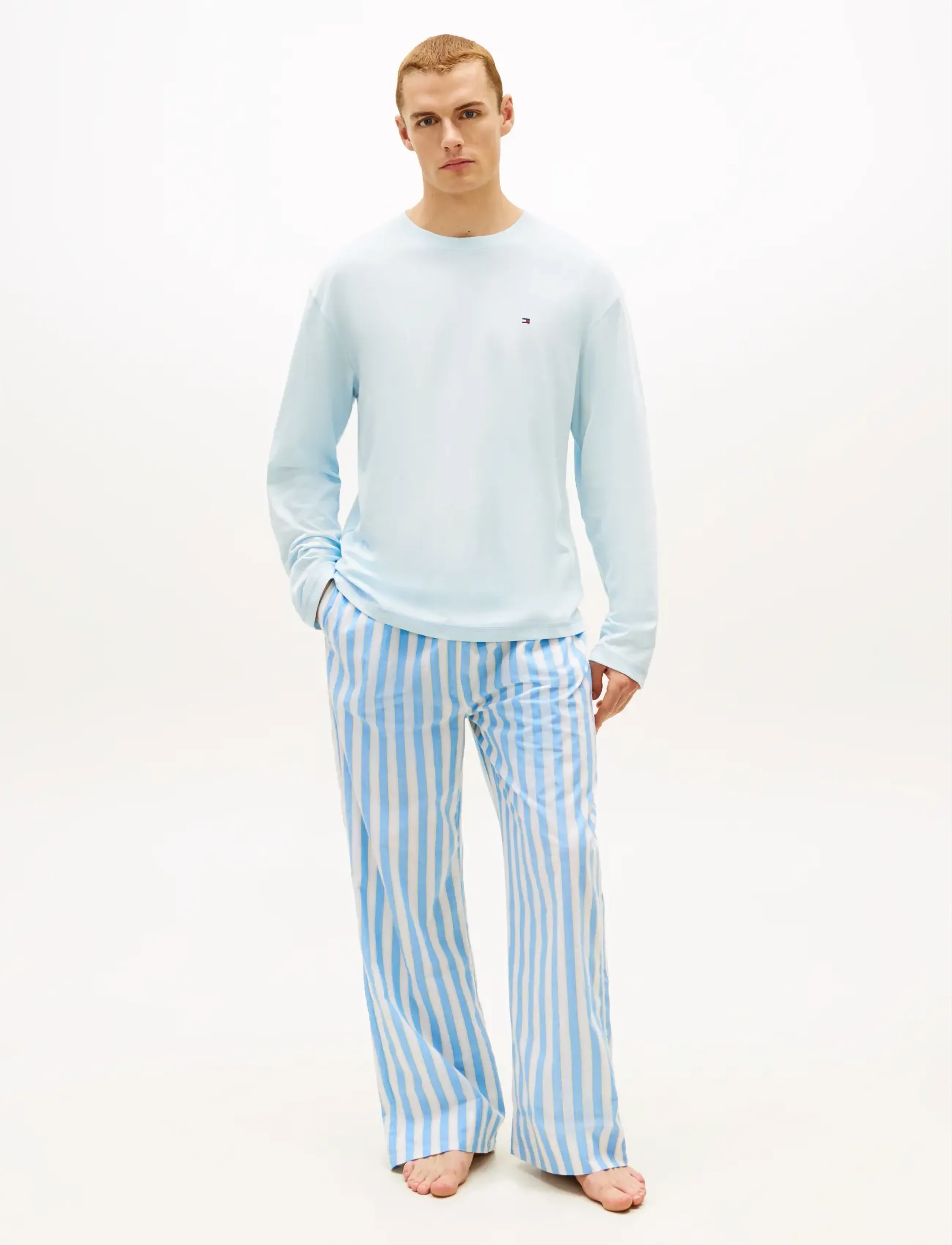 Tommy Hilfiger LS WOVEN PJ SET PRINT - Underwear - KEEPSAKE BLUE DECK CHR STP / blue