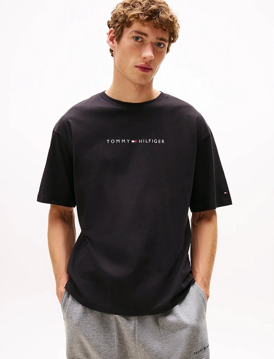 Tommy Hilfiger - SS TEE CONT. LOGO - kortärmade t-shirts - black - 0