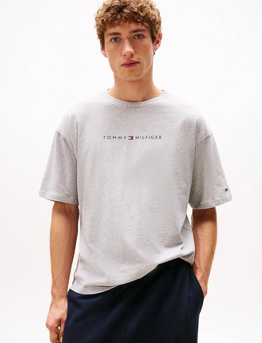 Tommy Hilfiger - SS TEE CONT. LOGO - lühikeste varrukatega t-särgid - light grey heather - 0