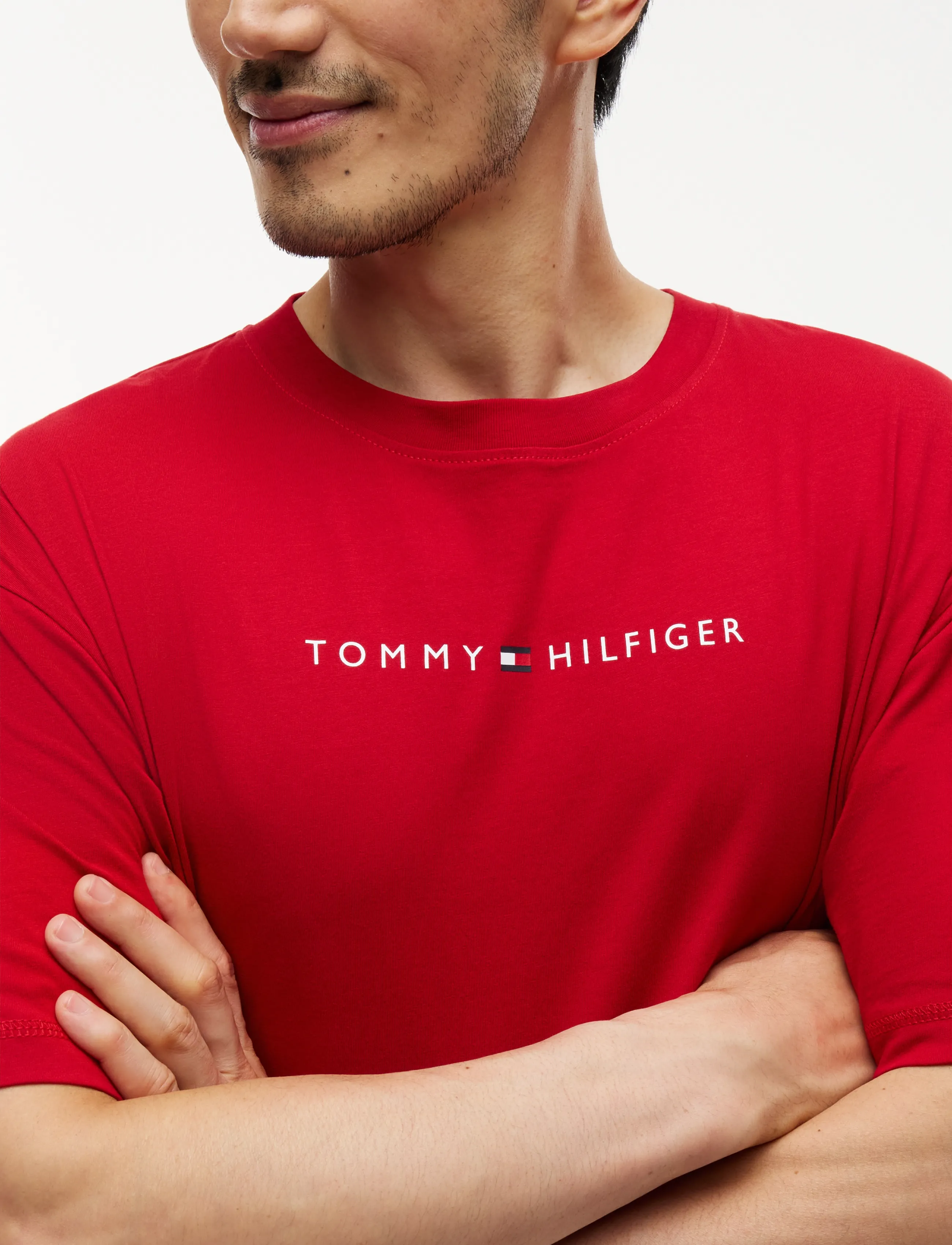 Tommy Hilfiger - SS TEE CONT. LOGO - kurzärmelige t-shirts - medium red - 3