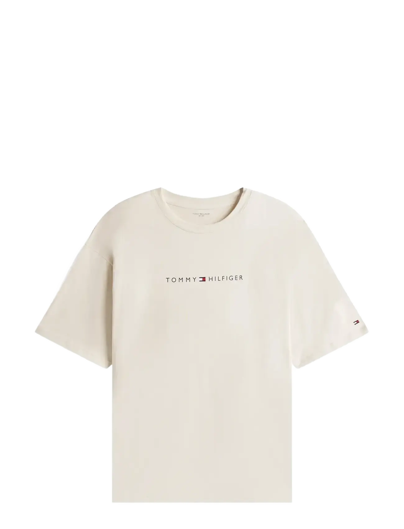 Tommy Hilfiger SS TEE CONT. LOGO - T-Shirts - NEWSPRINT / cream
