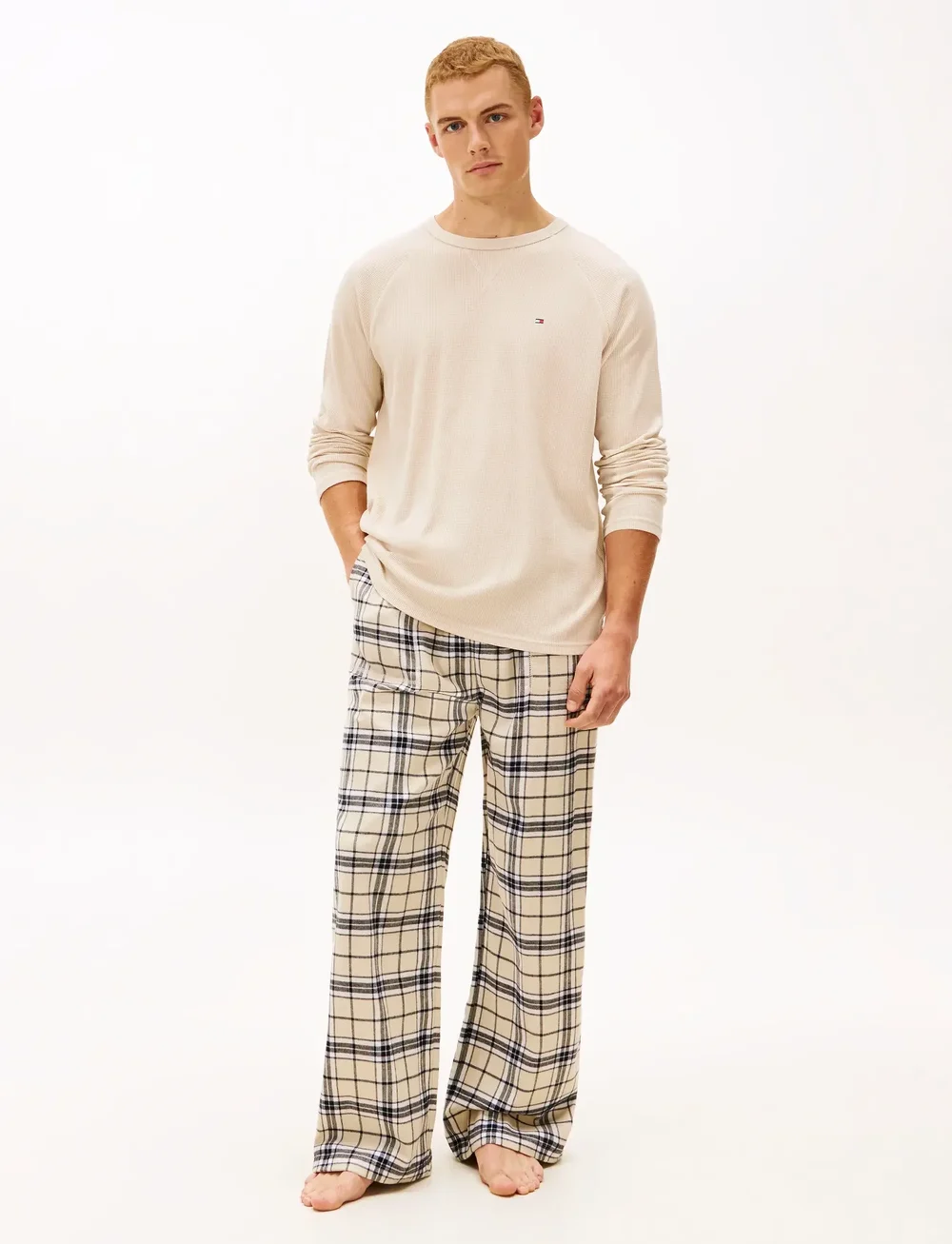 Tommy Hilfiger - WB LS WAFFLE & PJ SET - BOXED - pikkade varrukatega t-särgid - newsprint / tartan newsprint - 0