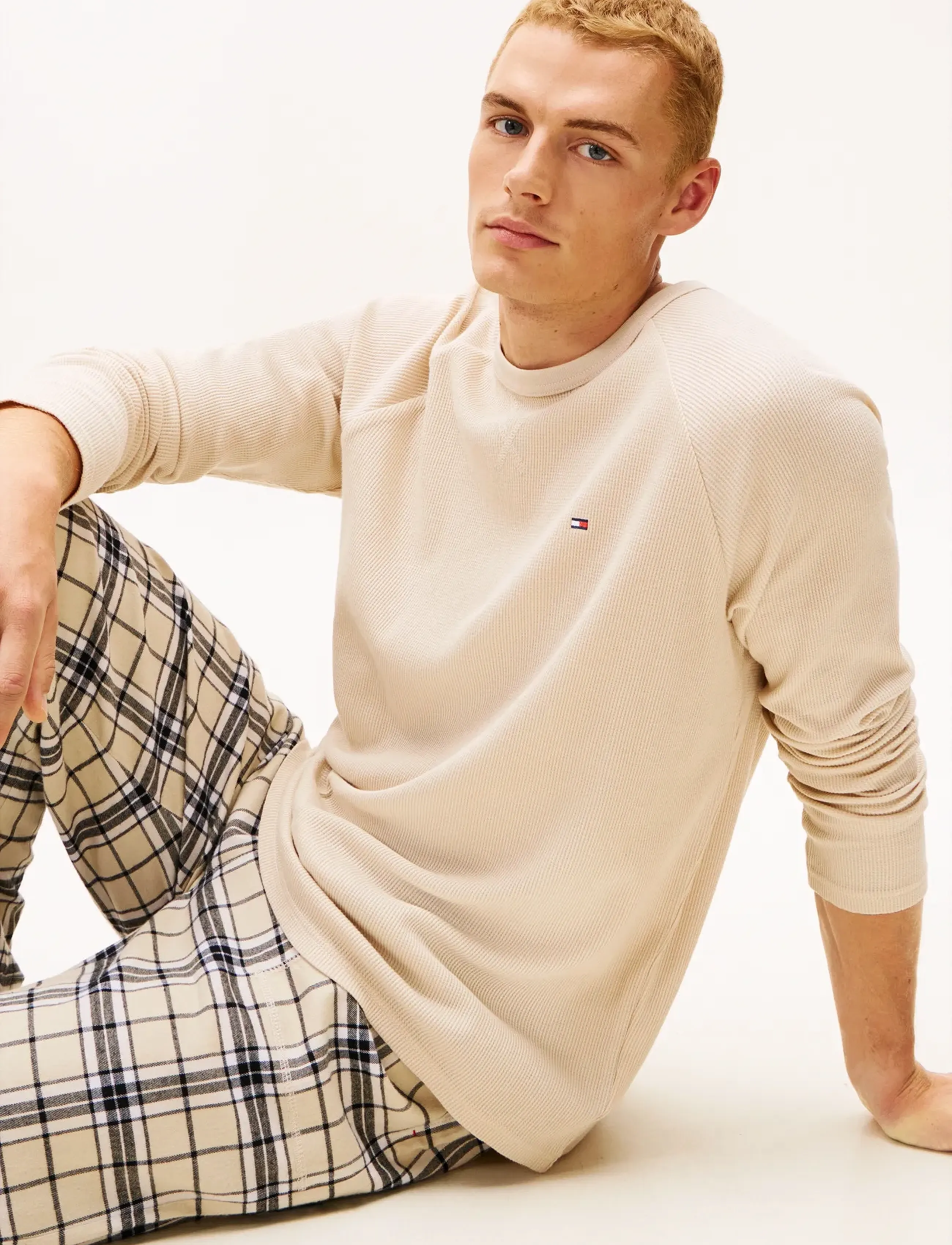 Tommy Hilfiger - WB LS WAFFLE & PJ SET - BOXED - långärmade t-shirts - newsprint / tartan newsprint - 3