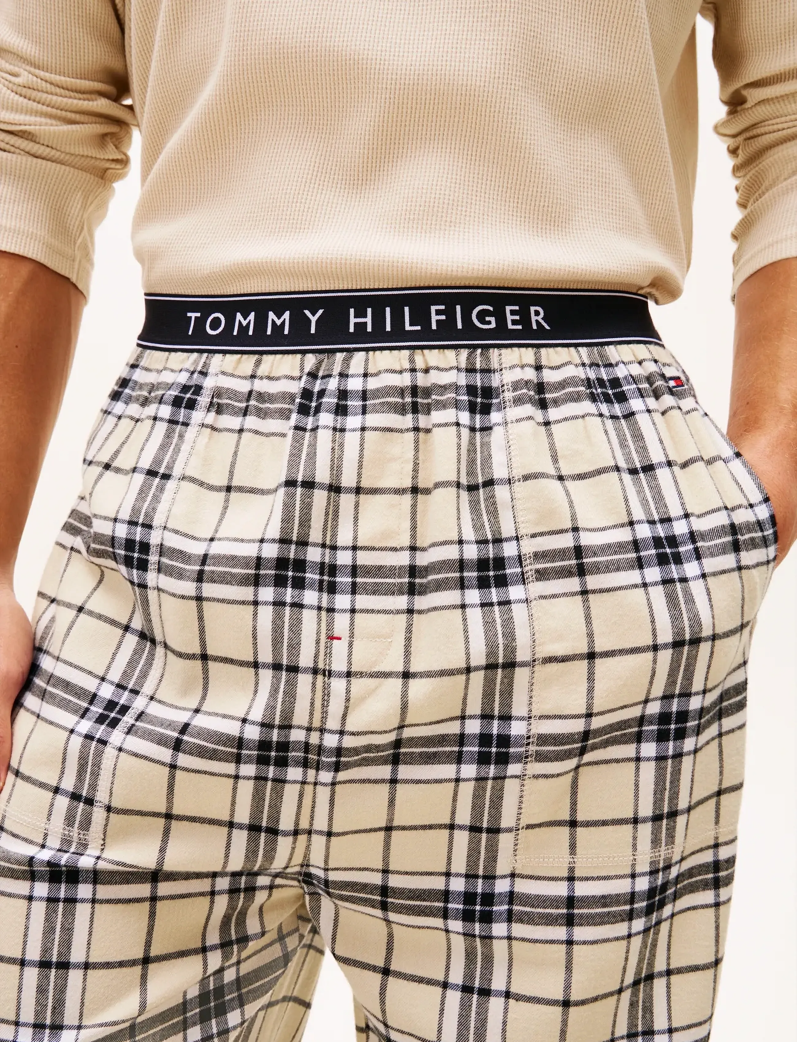 Tommy Hilfiger - WB LS WAFFLE & PJ SET - BOXED - långärmade t-shirts - newsprint / tartan newsprint - 4