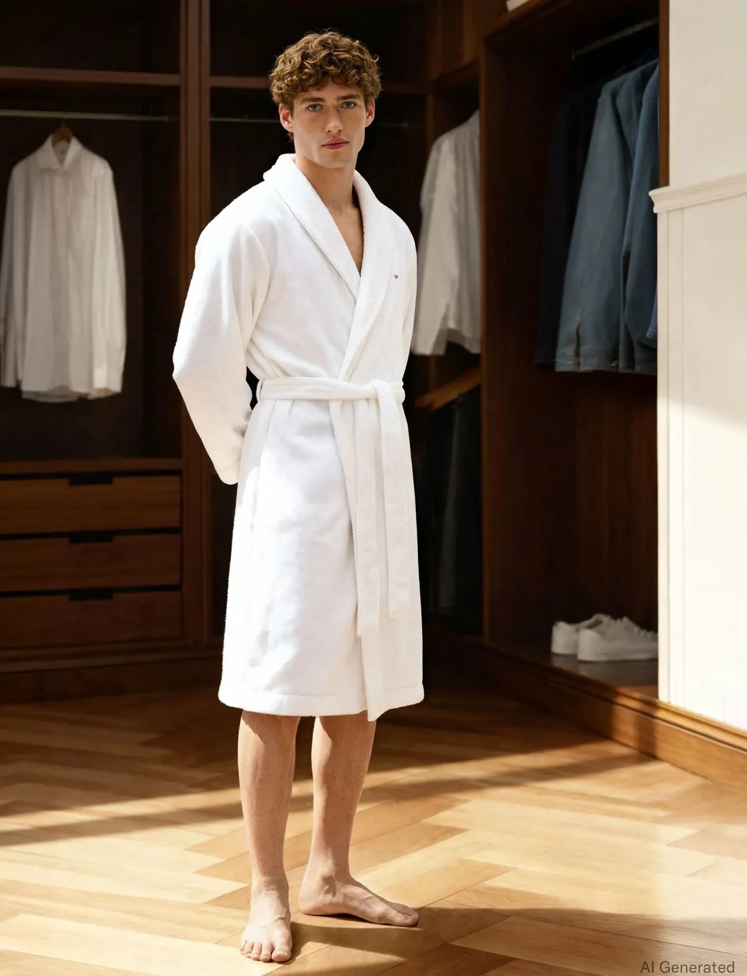 Tommy Hilfiger TOWELLING ROBE - Morgenkåber - TH OPTIC WHITE / white