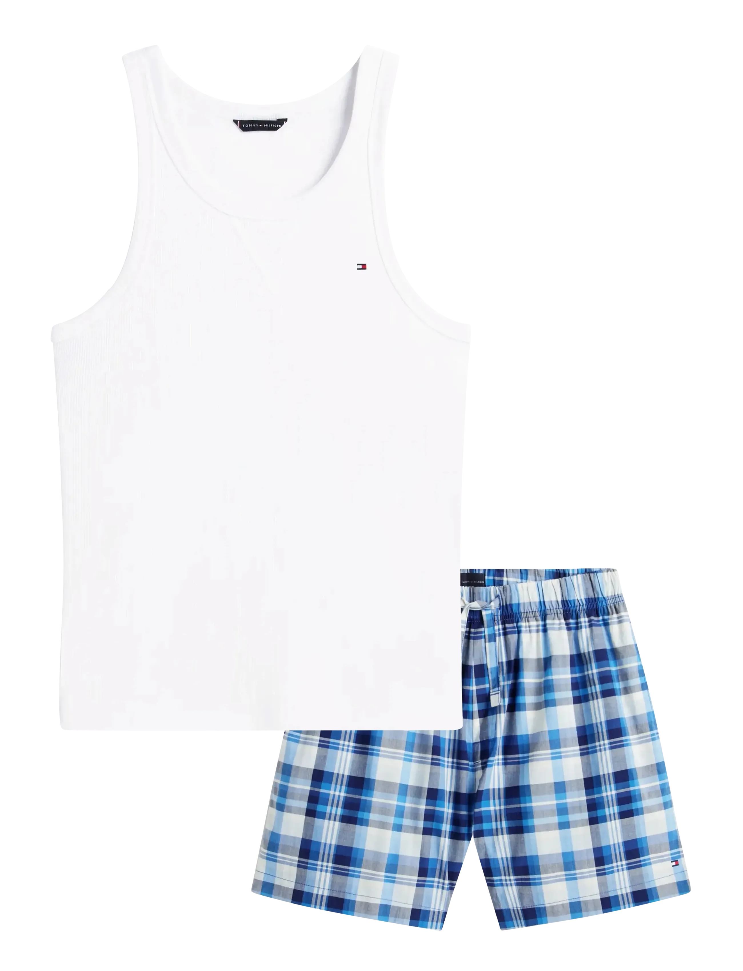Tommy Hilfiger TANK & WOVEN SHORT SET - Aluspesu - WHITE BLUE MADRASS / blue