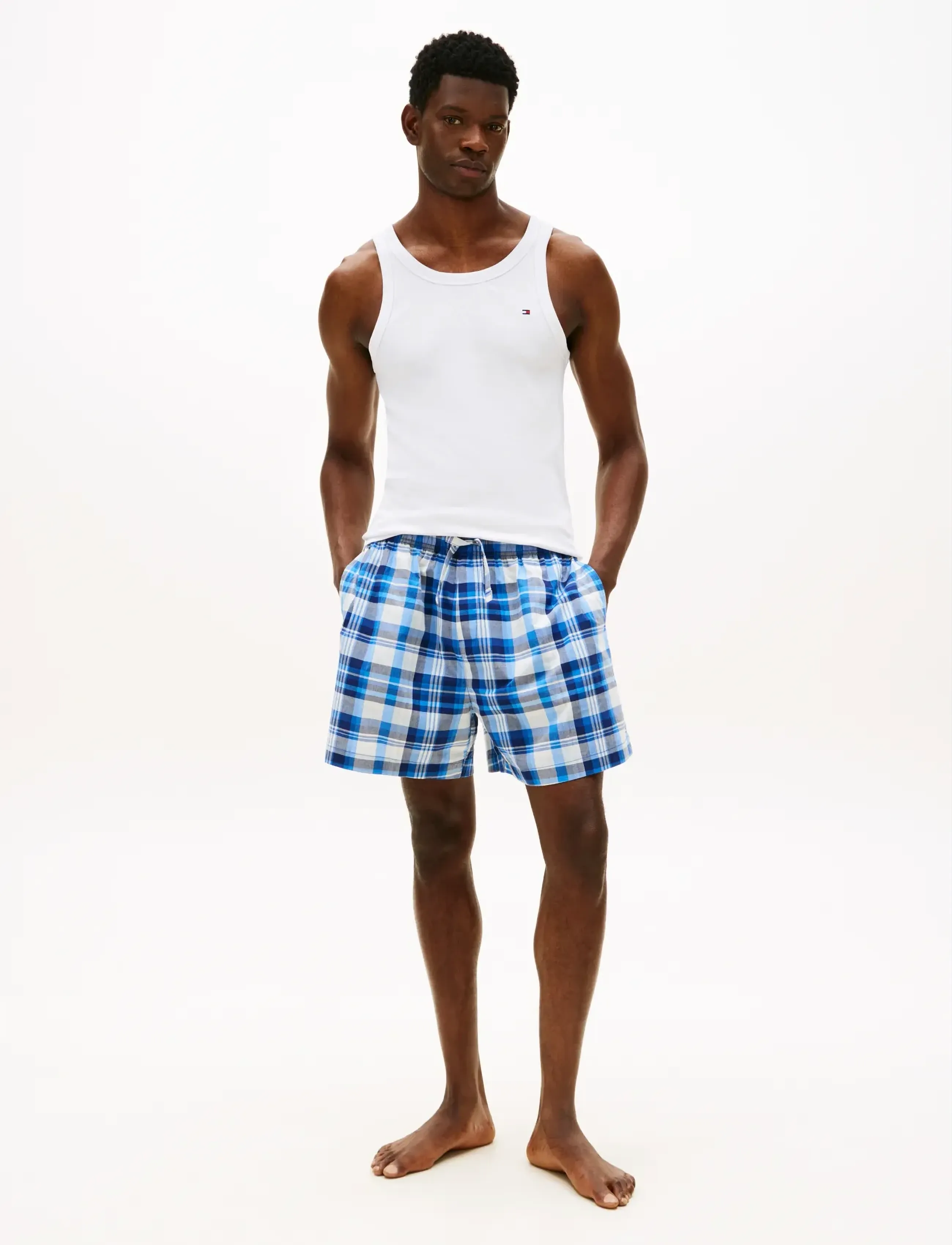 Tommy Hilfiger TANK & WOVEN SHORT SET - Underwear - WHITE BLUE MADRASS / blue