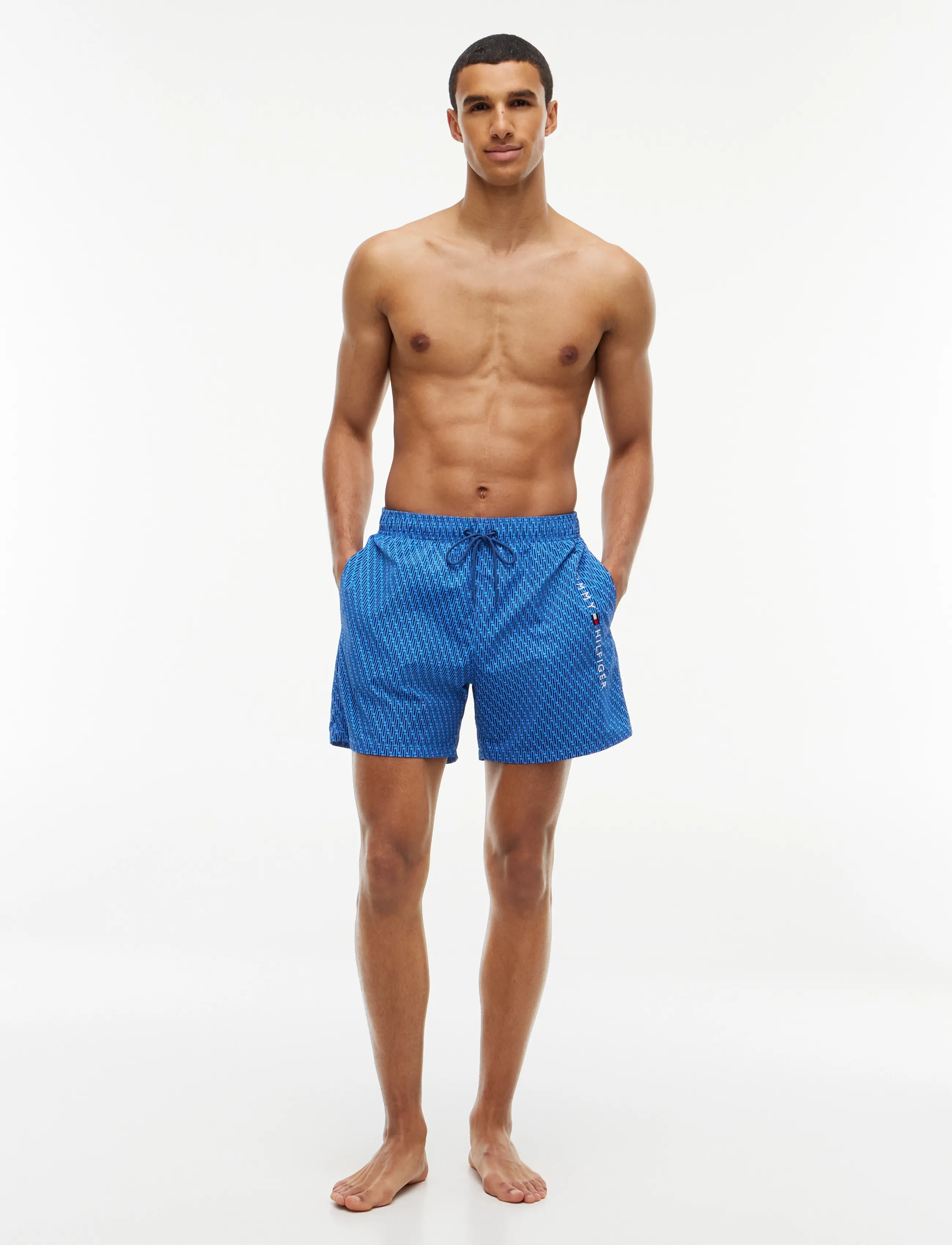 Tommy Hilfiger Medium Drawstring Print, XL, Blue, Badetøj > Shorts, Herre