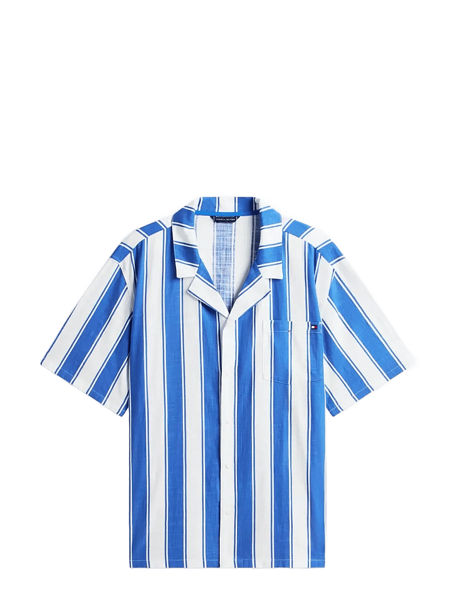 Tommy Hilfiger - WOVEN BOWLING SHIRT PRINT - kortærmede skjorter - summer stripe blue orbit - 1