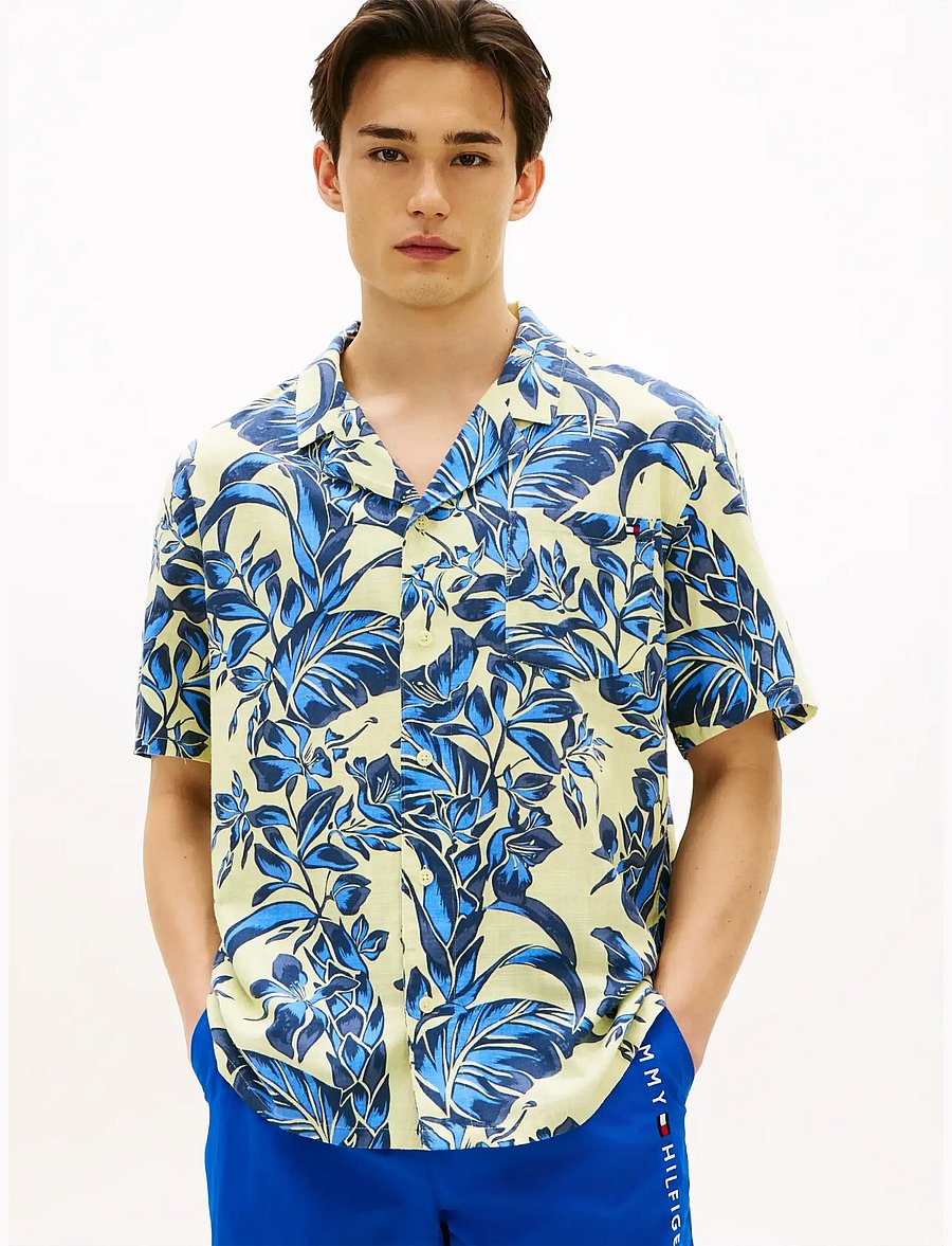 Tommy Hilfiger - WOVEN BOWLING SHIRT PRINT - lühikeste varrukatega särgid - vintage tropical floral yellow - 0