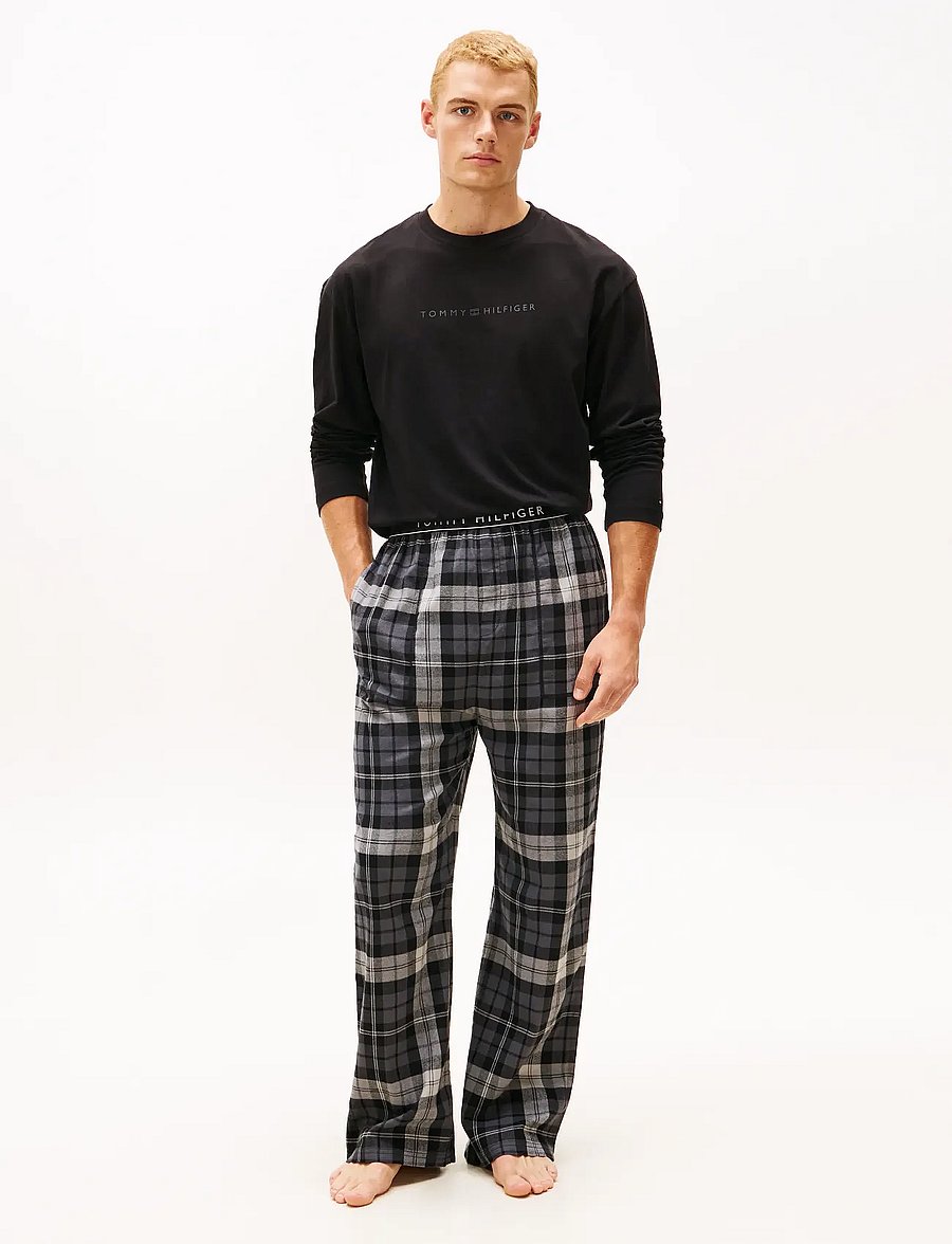 Tommy Hilfiger - FLANNEL PJ PANT WB - pyjamahosen - black tartan - 0