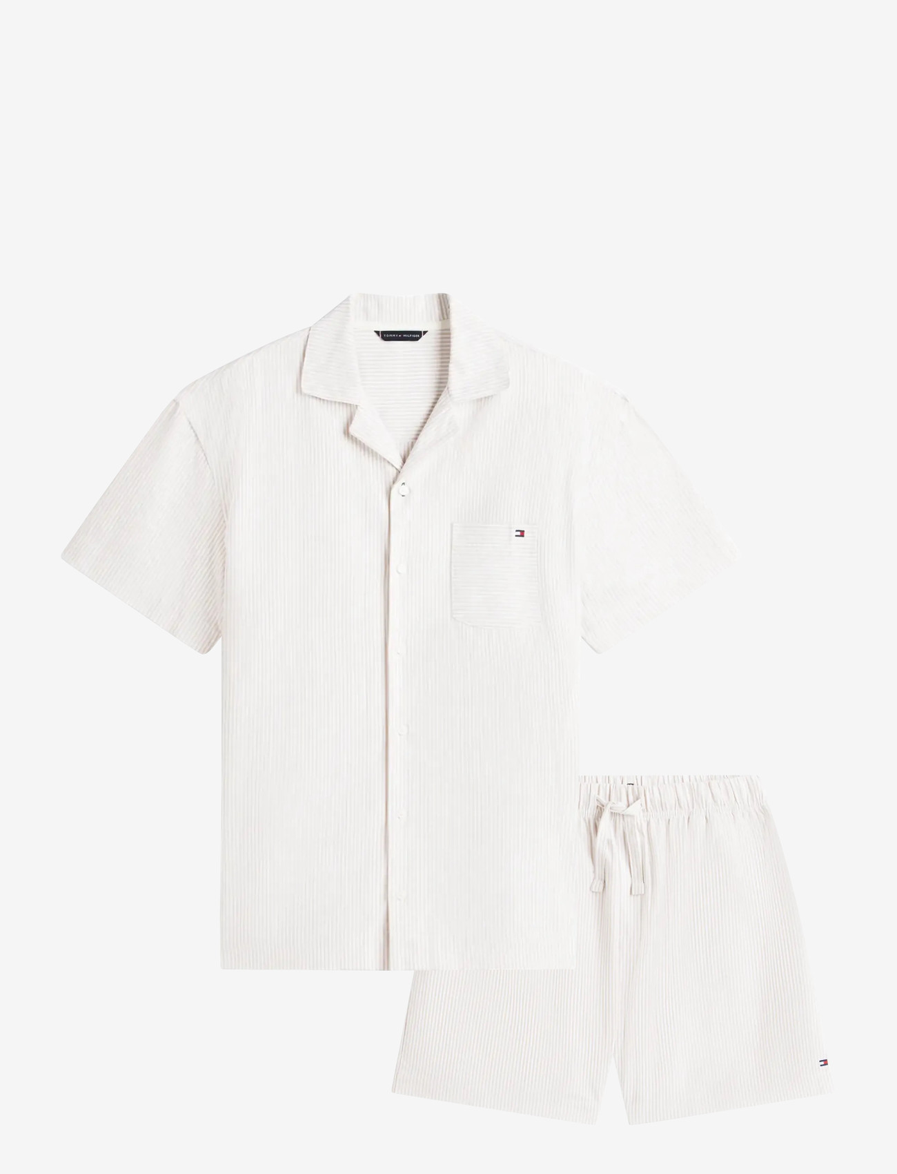 Tommy Hilfiger SS WOVEN SHORT SET OXFORD - Nattøj - CARAMEL OXFORD / cream