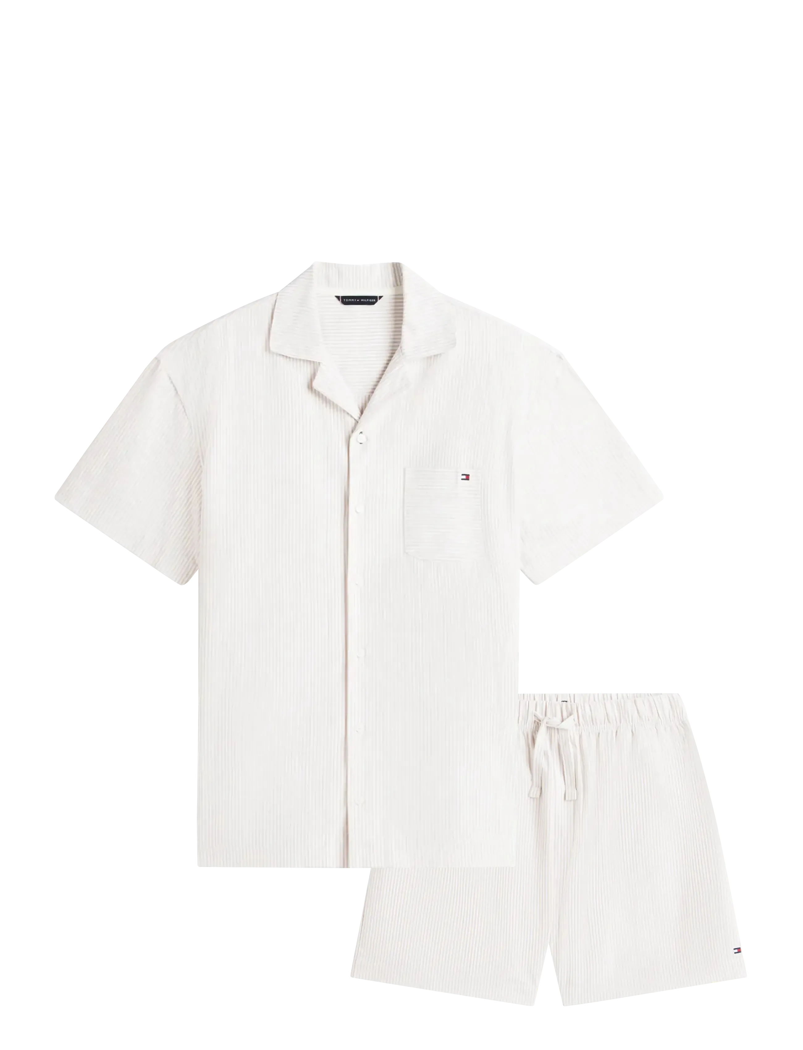 Tommy Hilfiger SS WOVEN SHORT SET OXFORD - Nattøj - CARAMEL OXFORD / cream