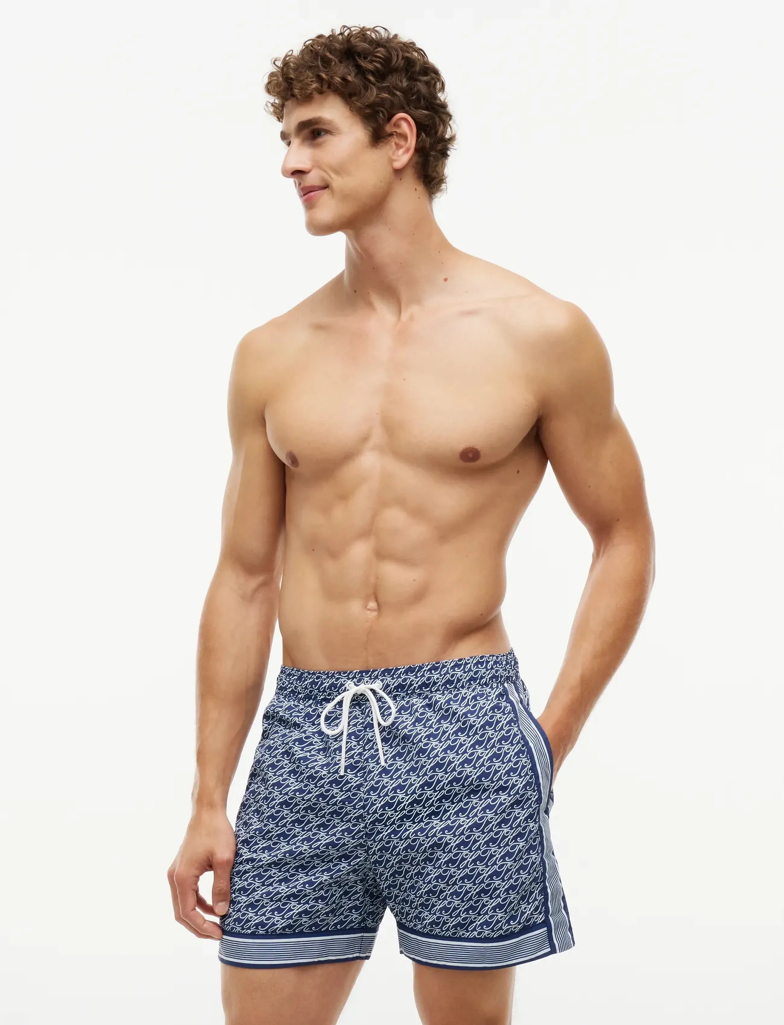 Tommy Hilfiger - MEDIUM DRAWSTRING PRINT - badehose - th script preppy navy - 0