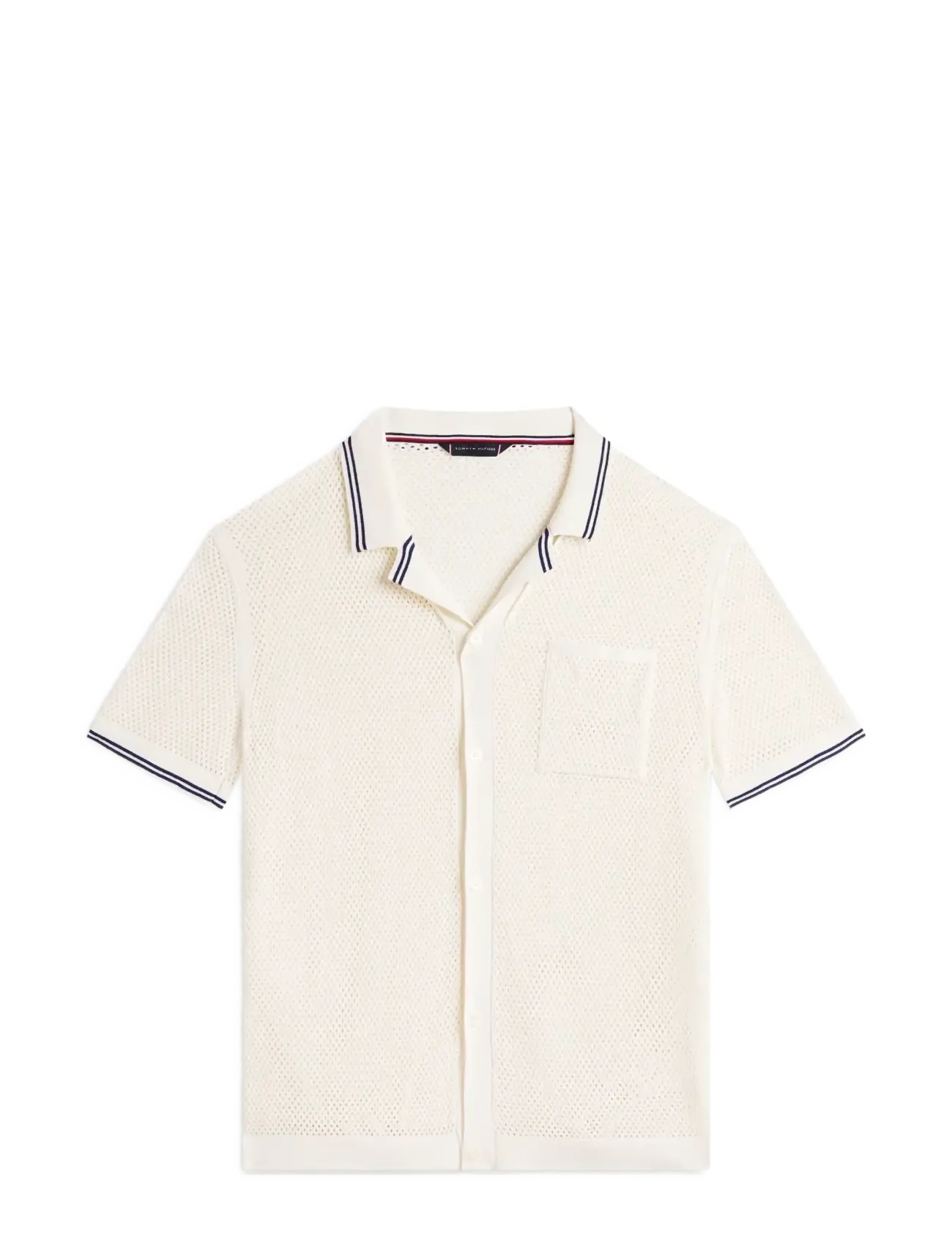 TOMMY HILFIGER Open Knit Shirt Cream - S - Herren