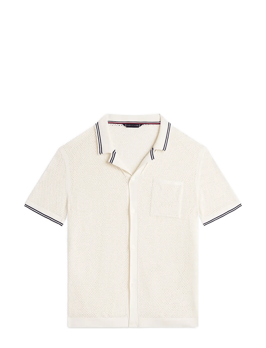 Tommy Hilfiger - OPEN KNIT SHIRT - kootud polosärgid - ivory petal - 1