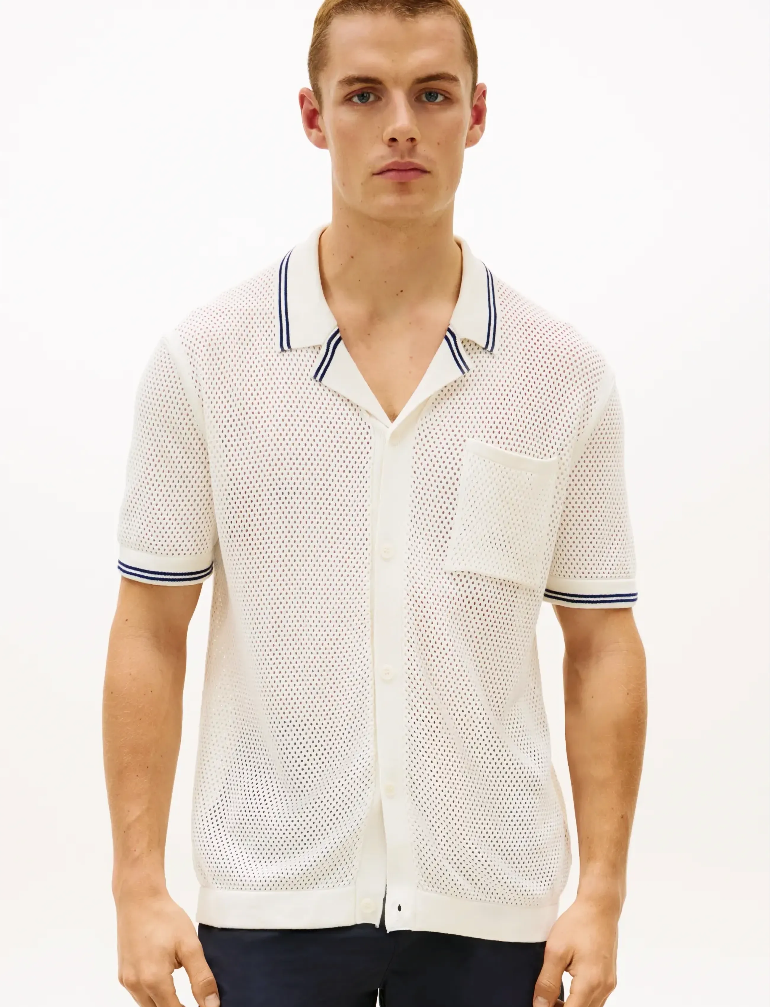 Tommy Hilfiger OPEN KNIT SHIRT - Clothing - IVORY PETAL / cream