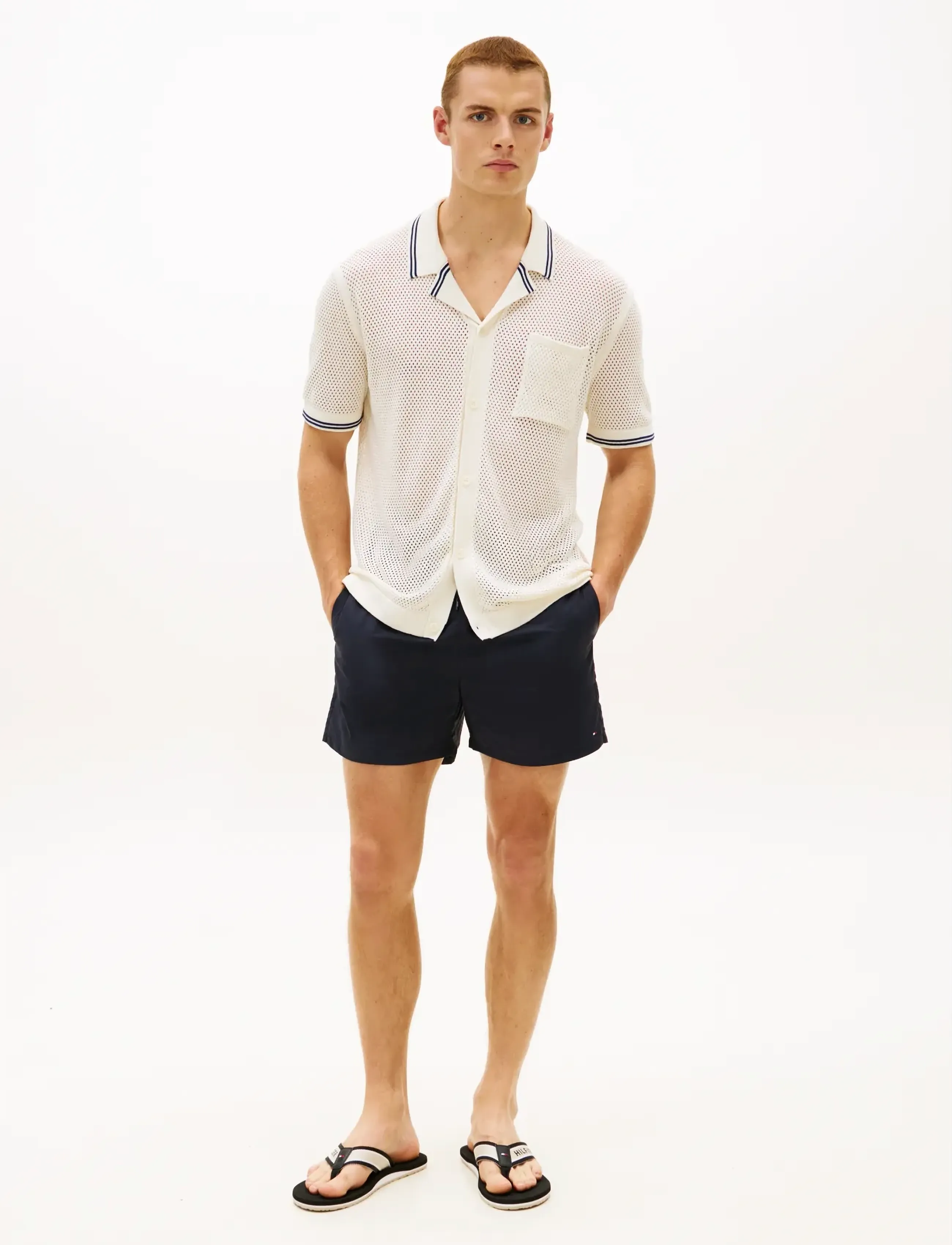 Tommy Hilfiger - OPEN KNIT SHIRT - kootud polosärgid - ivory petal - 3