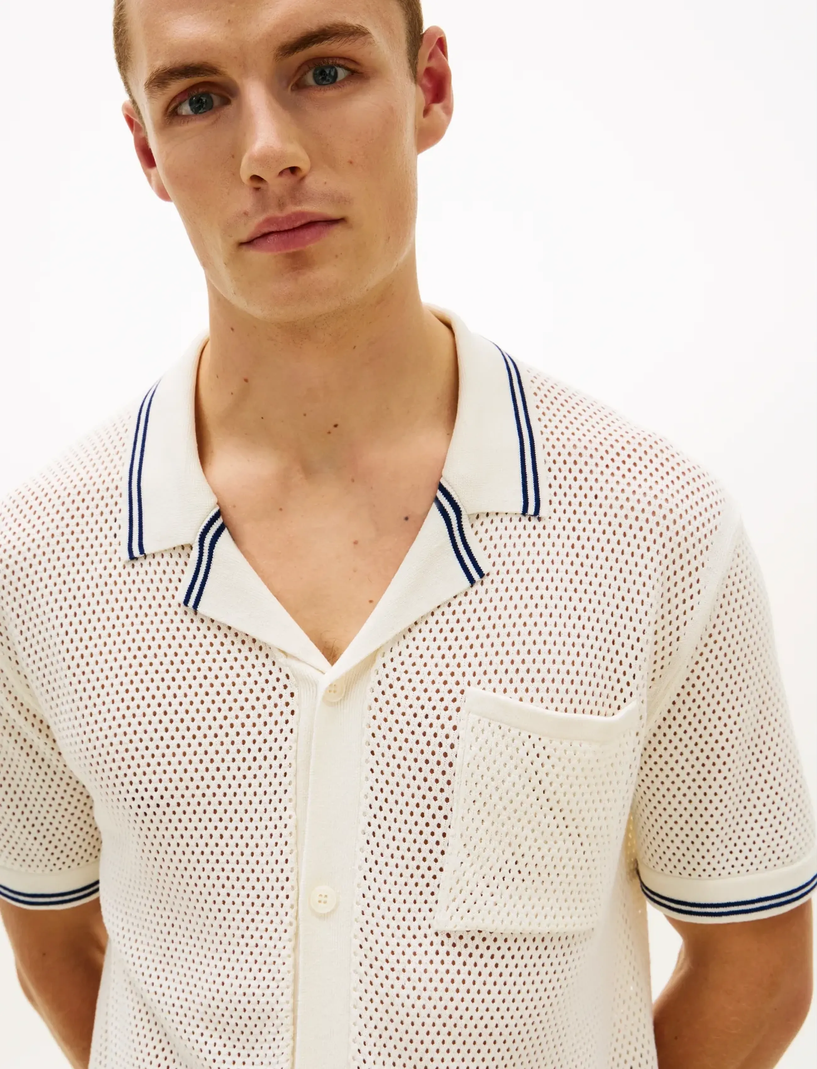 Tommy Hilfiger - OPEN KNIT SHIRT - kootud polosärgid - ivory petal - 4