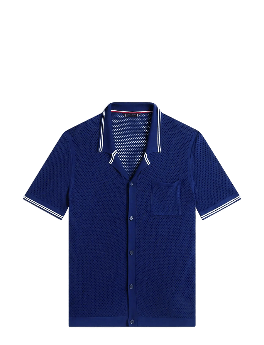 Tommy Hilfiger - OPEN KNIT SHIRT - kootud polosärgid - preppy navy - 1
