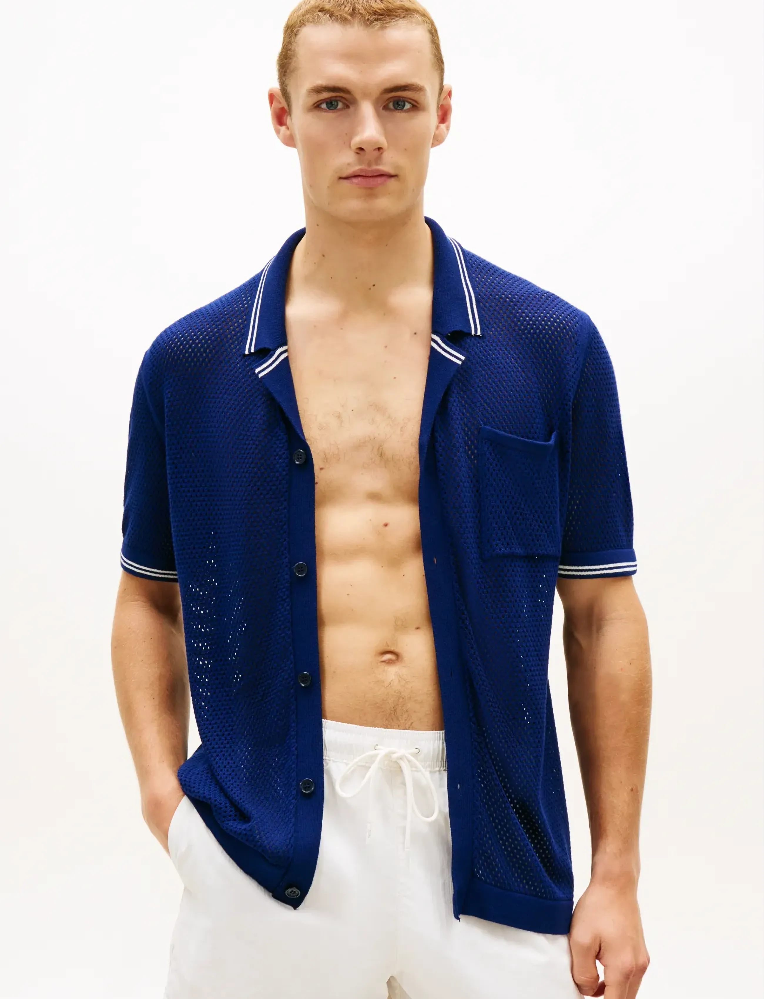 Tommy Hilfiger OPEN KNIT SHIRT - Frühlingsgarderobe - PREPPY NAVY / navy