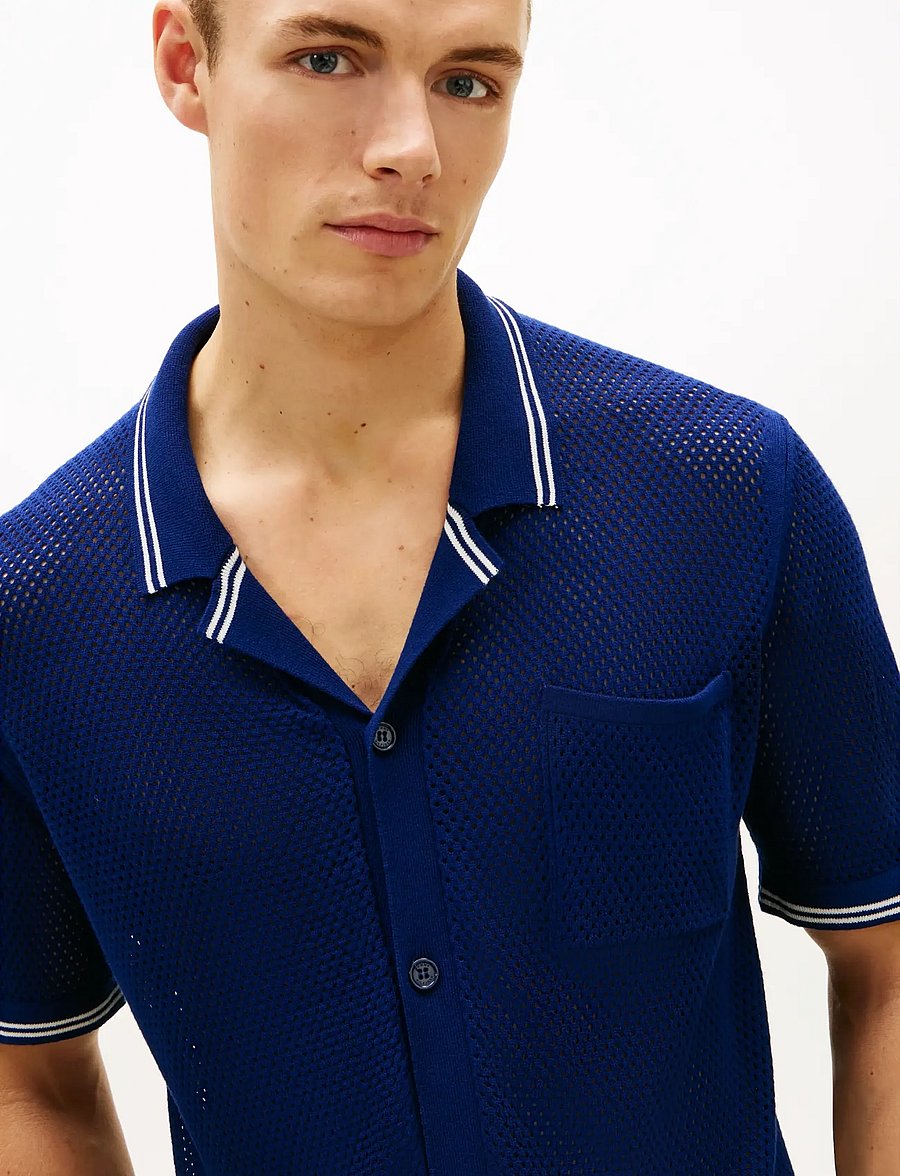 Tommy Hilfiger - OPEN KNIT SHIRT - kootud polosärgid - preppy navy - 4