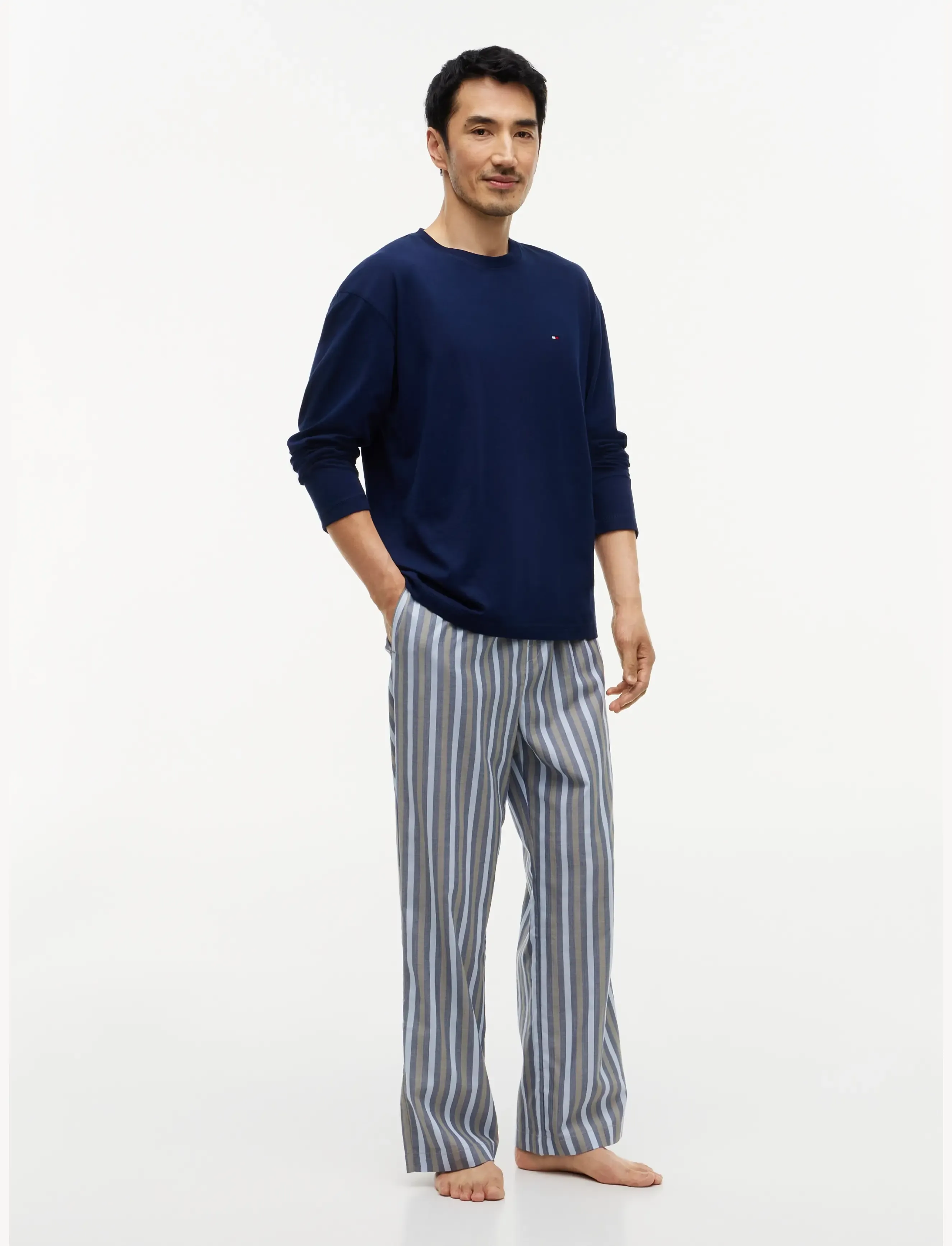 Tommy Hilfiger - LS WOVEN PJ SET PRINT SELF WB - nattøj sæt - carbon navy   herringbone stripe - 5