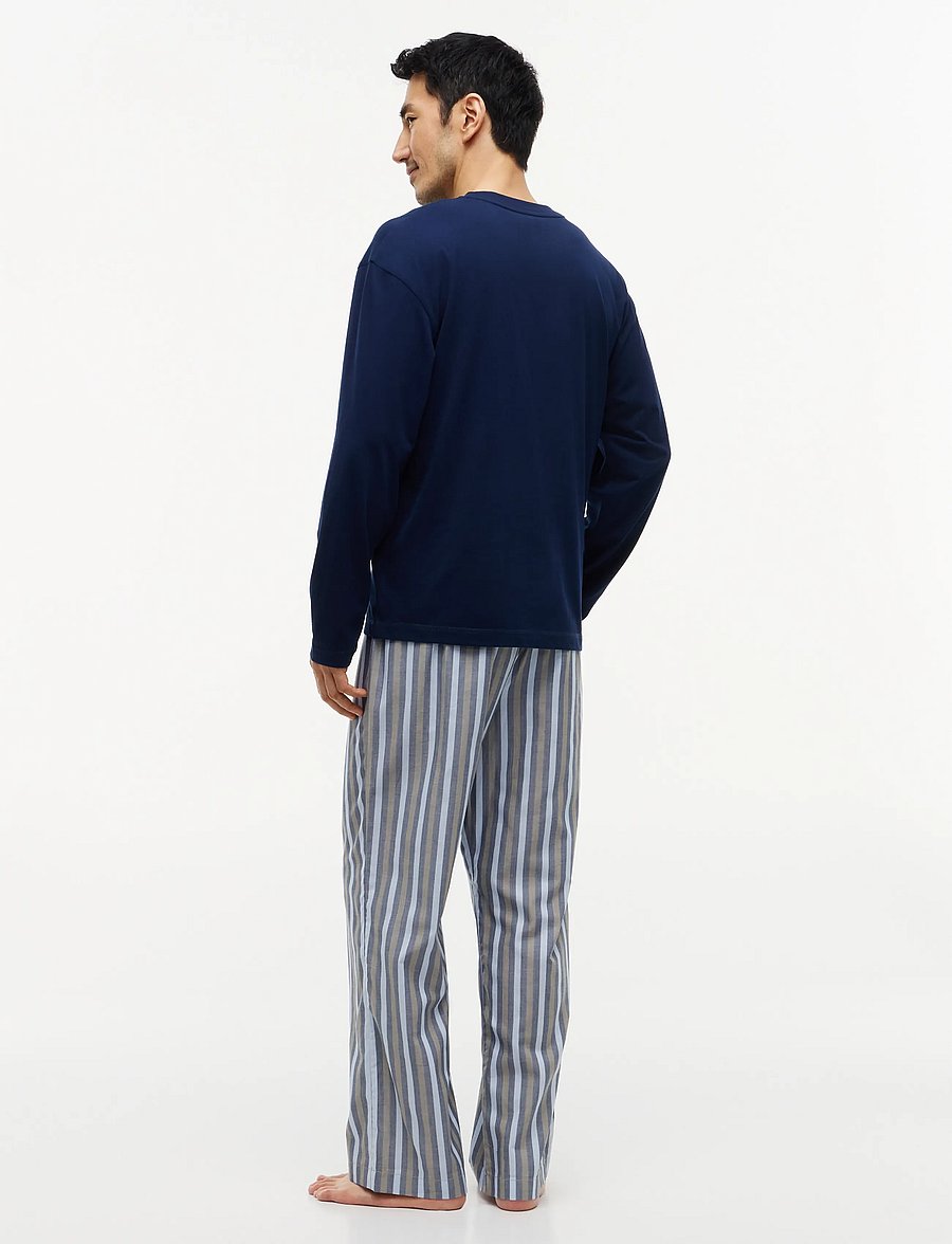 Tommy Hilfiger - LS WOVEN PJ SET PRINT SELF WB - pyjamasset - carbon navy herringbone stripe - 5