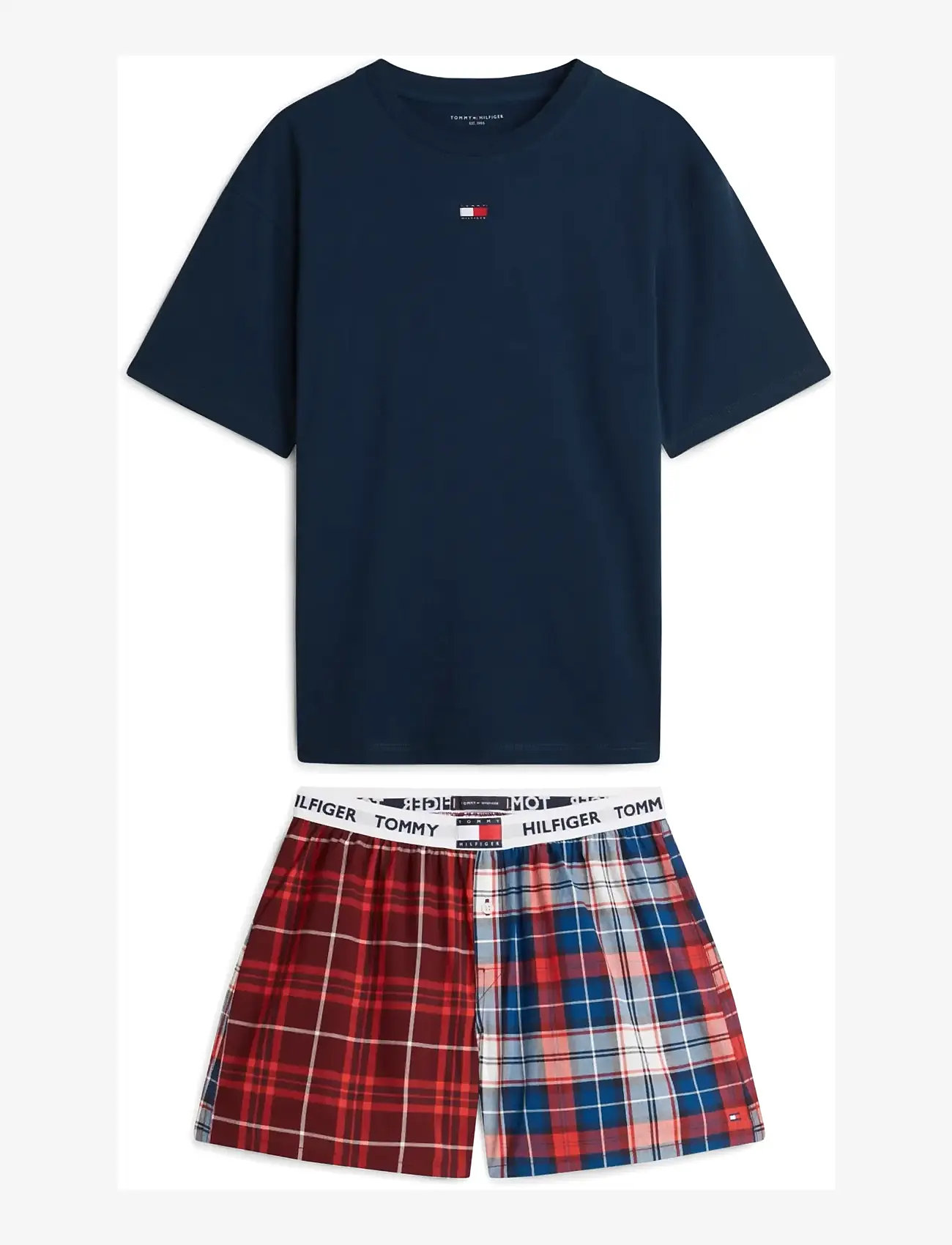 Tommy Hilfiger - SS WOVEN SHORT PRINT SET - pyjamasets - preppy navy  heritage plaid clash - 1