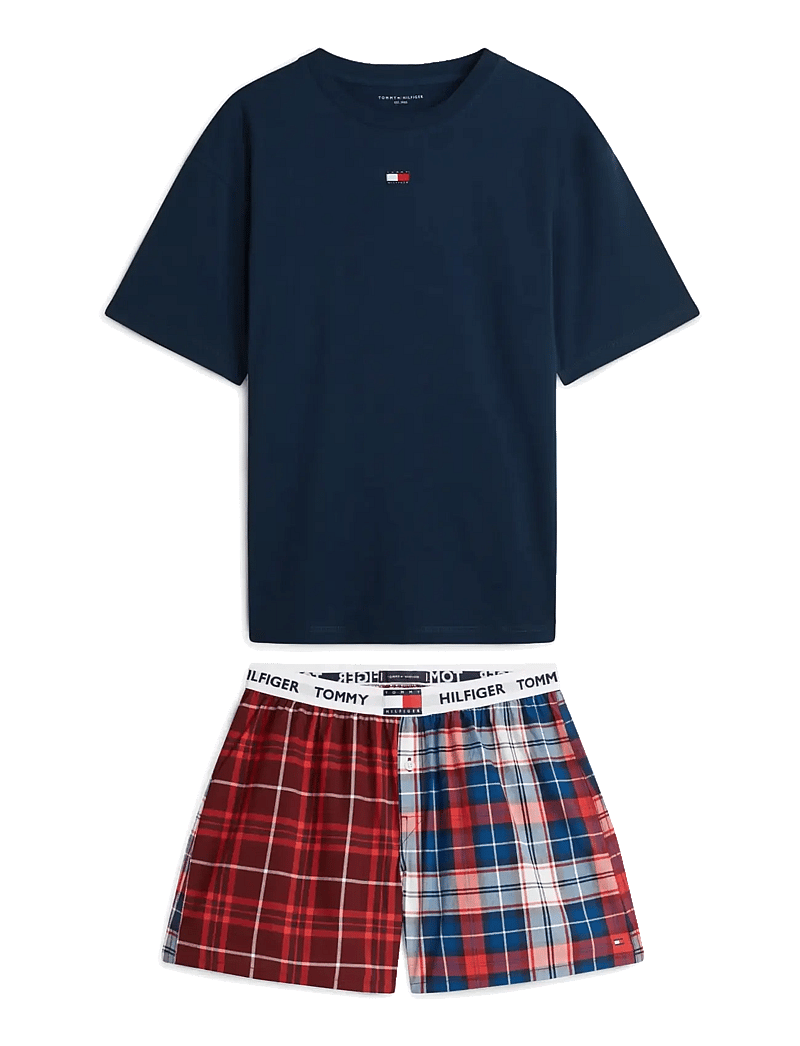 Tommy Hilfiger - SS WOVEN SHORT PRINT SET - pyjamasets - preppy navy heritage plaid clash - 1