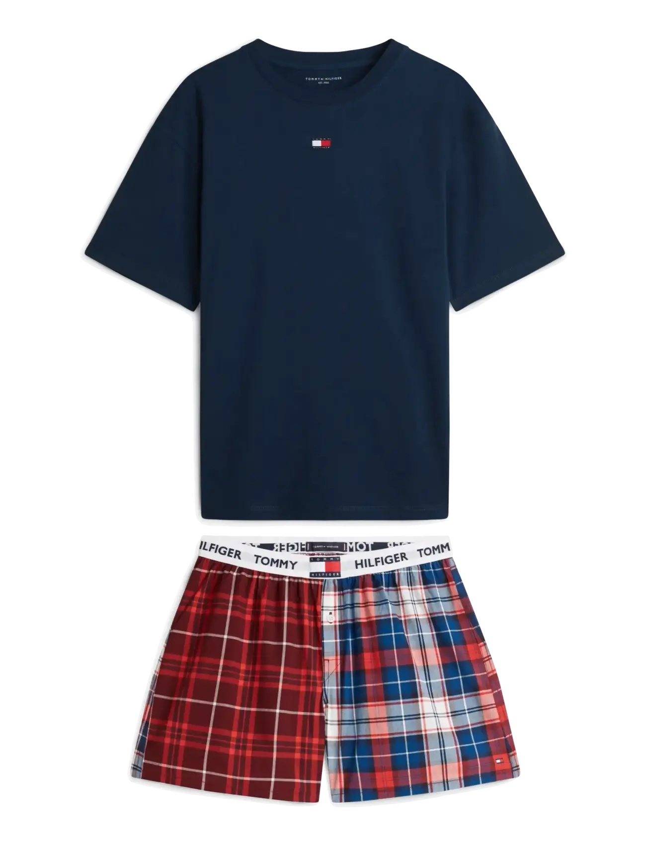Tommy Hilfiger SS WOVEN SHORT PRINT SET - Nattøj - PREPPY NAVY  HERITAGE PLAID CLASH / navy
