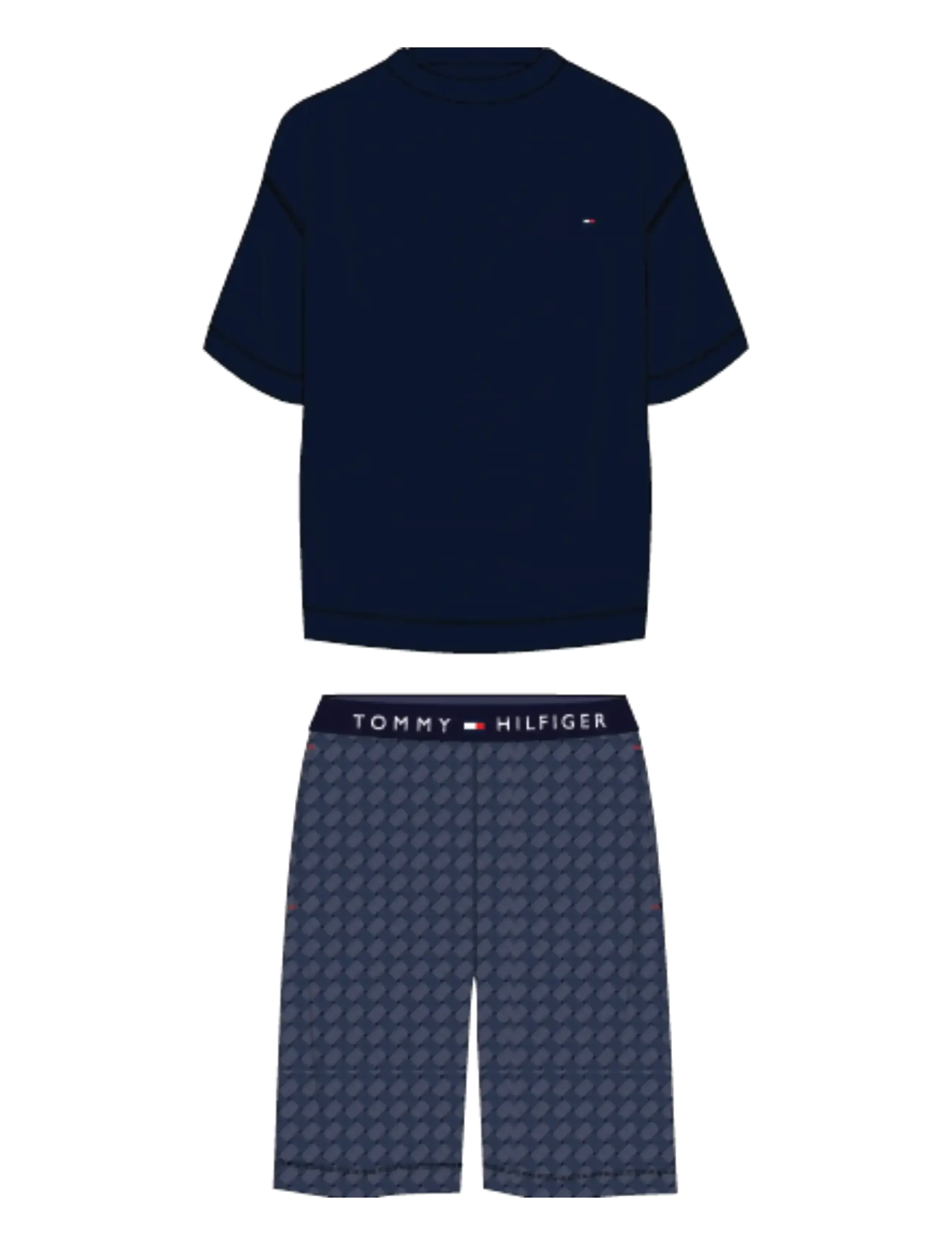 Tommy Hilfiger SS JERSEY PJ SET PRINT - Pižamos - DES SKY  BRK FLG AOP / navy