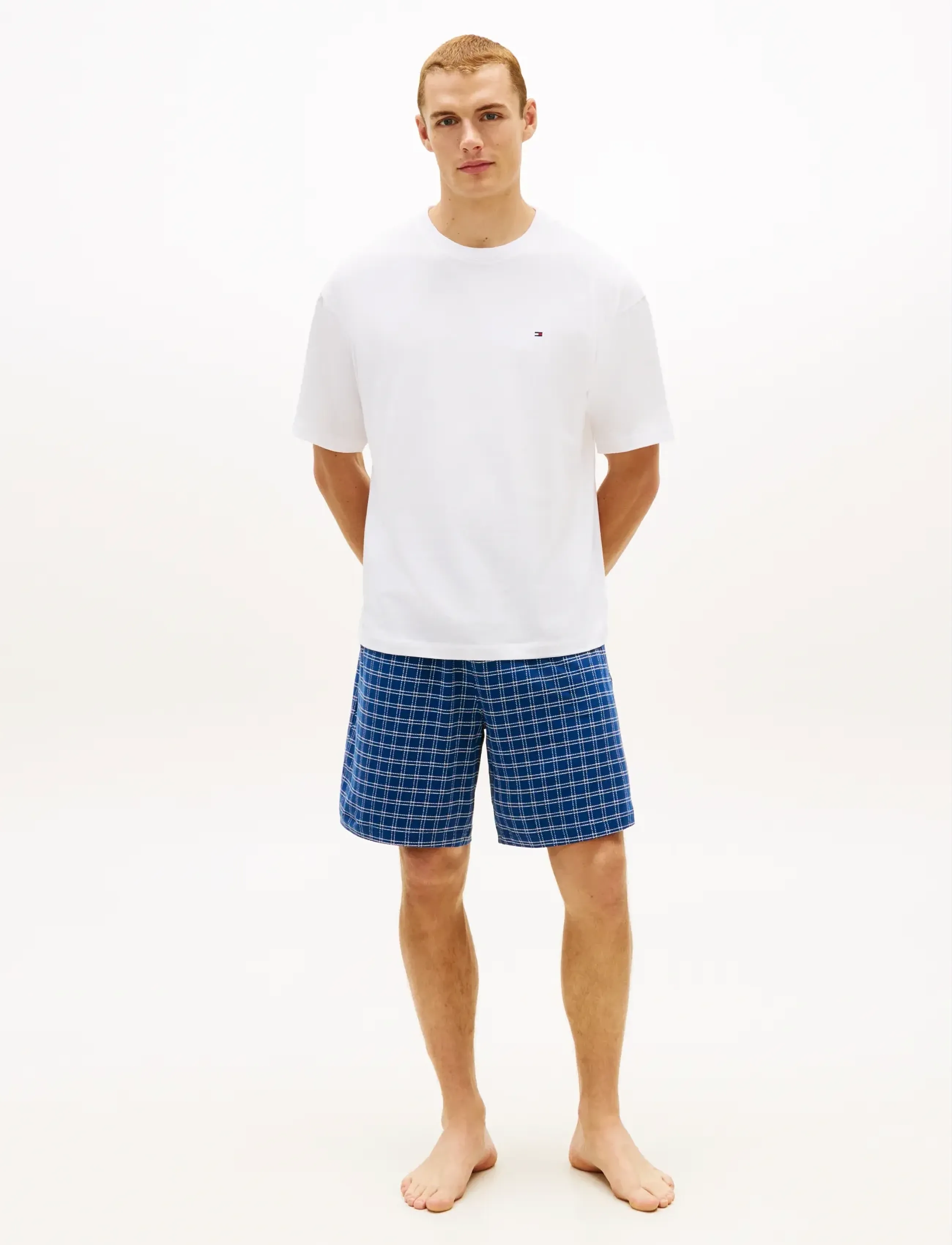 Tommy Hilfiger SS JERSEY PJ SET PRINT - Underwear - WHITE WINDOW PAIN CHECK / blue